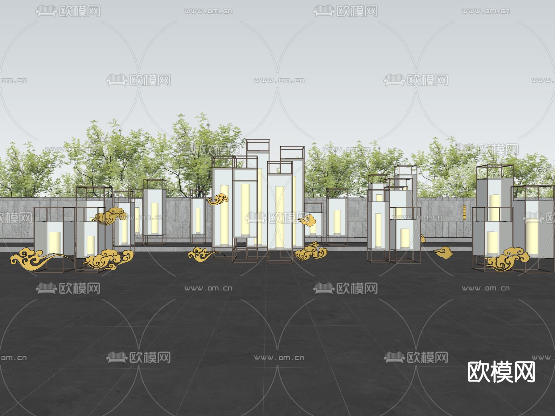 现代新年美陈su模型