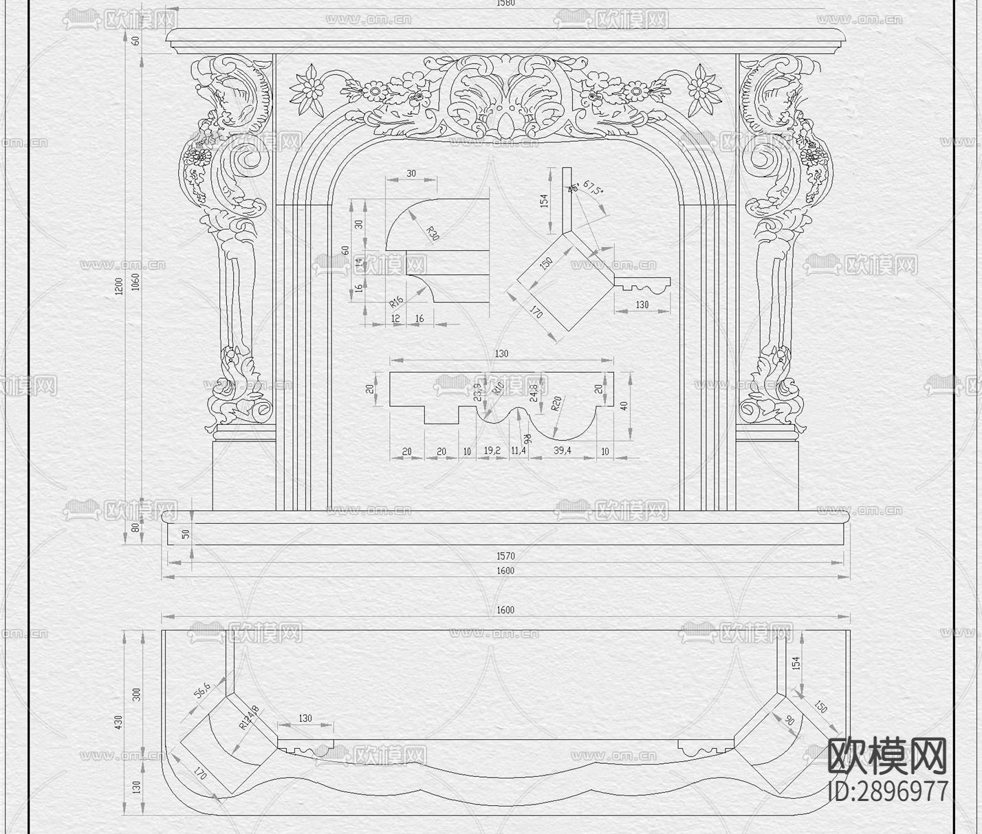 壁炉cad大样图下载（渲染图10）