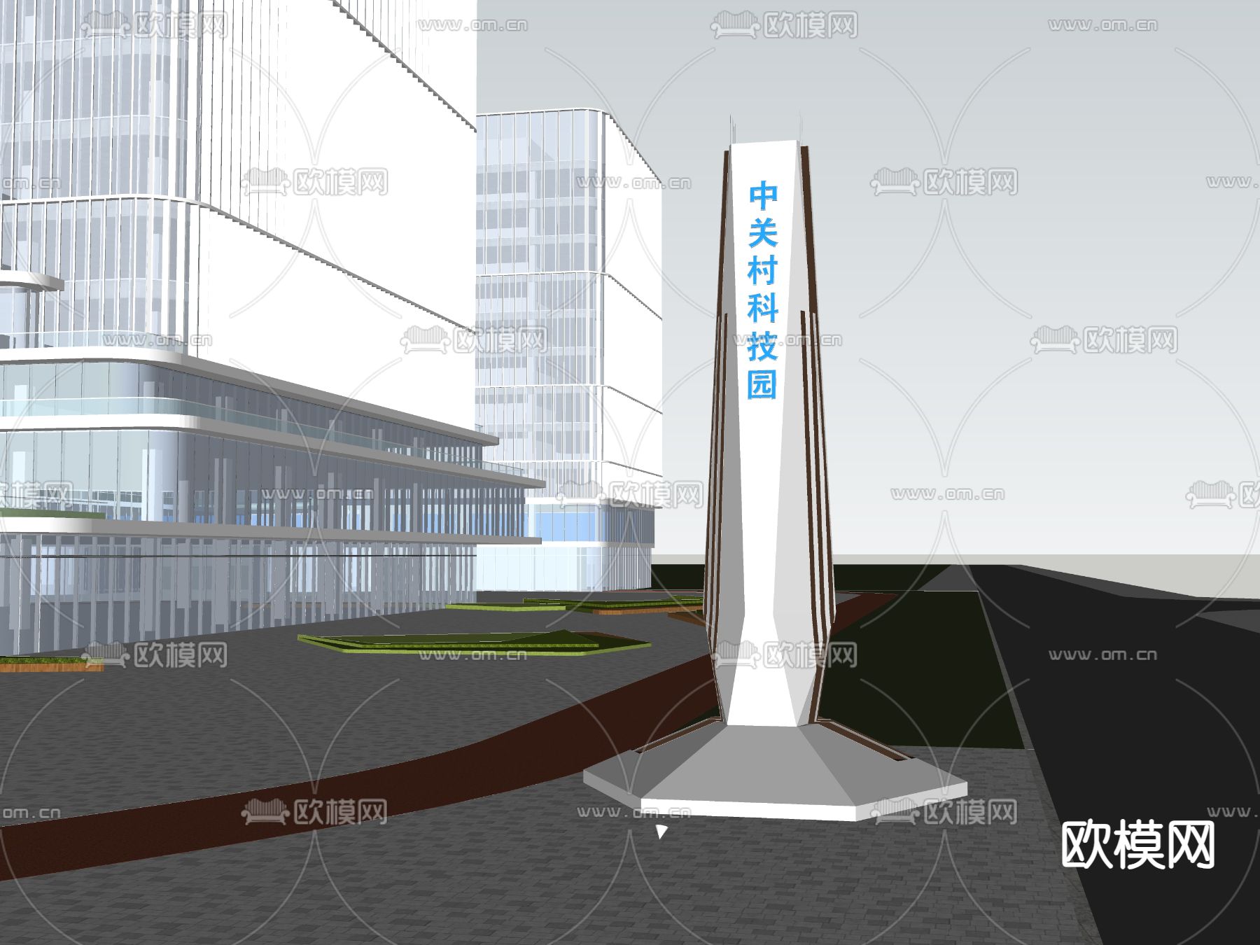 现代精神堡垒 指示牌su模型