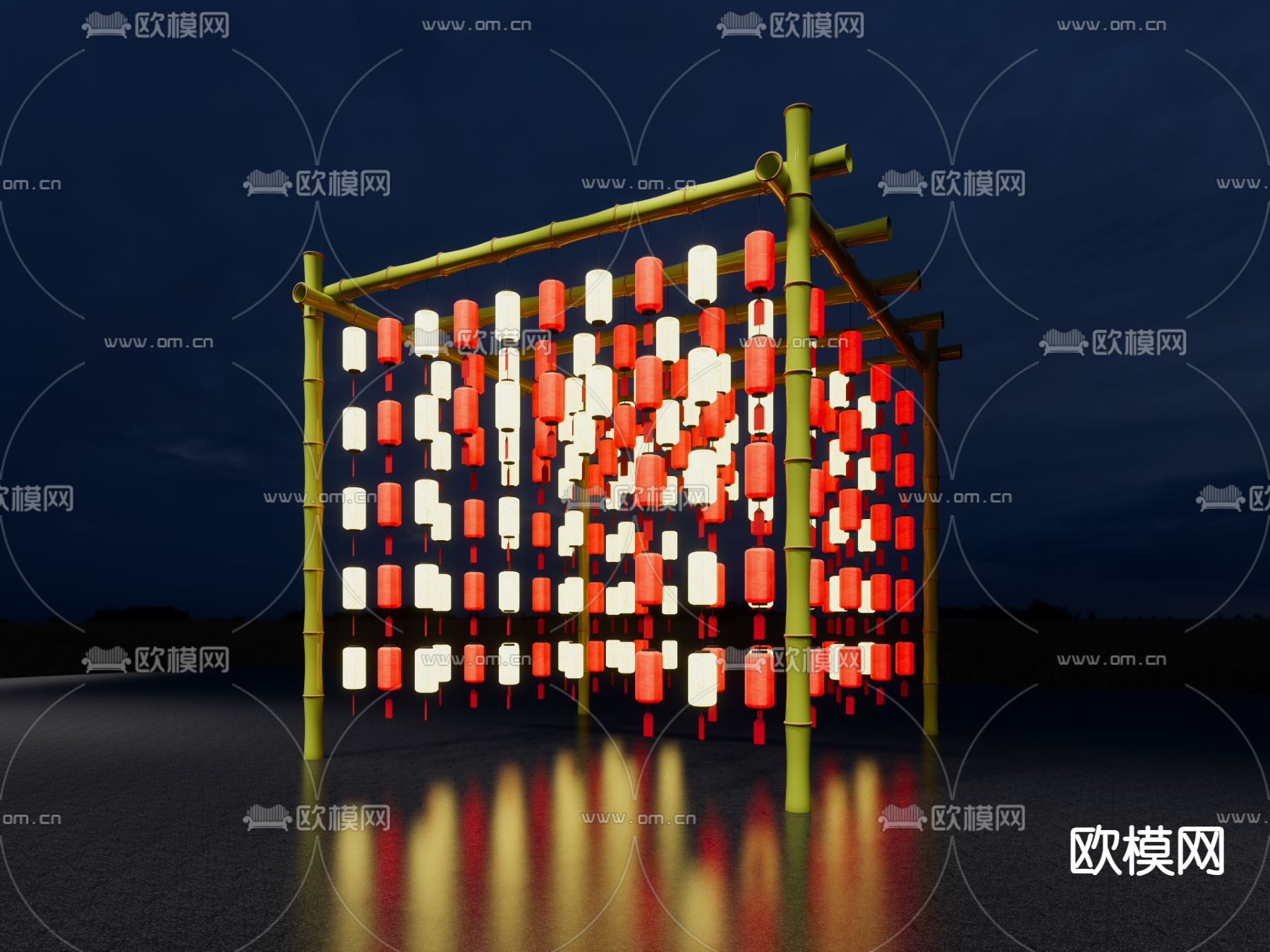 新中式商业美陈su模型