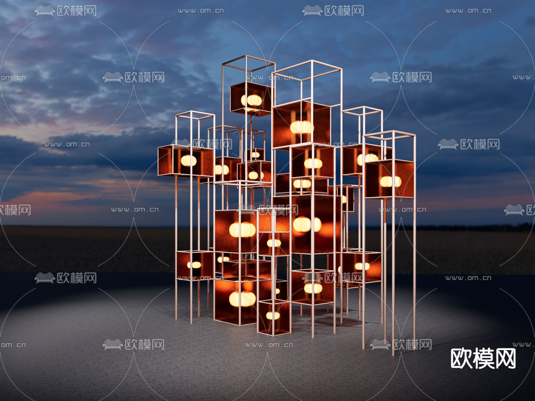 现代户外小品su模型