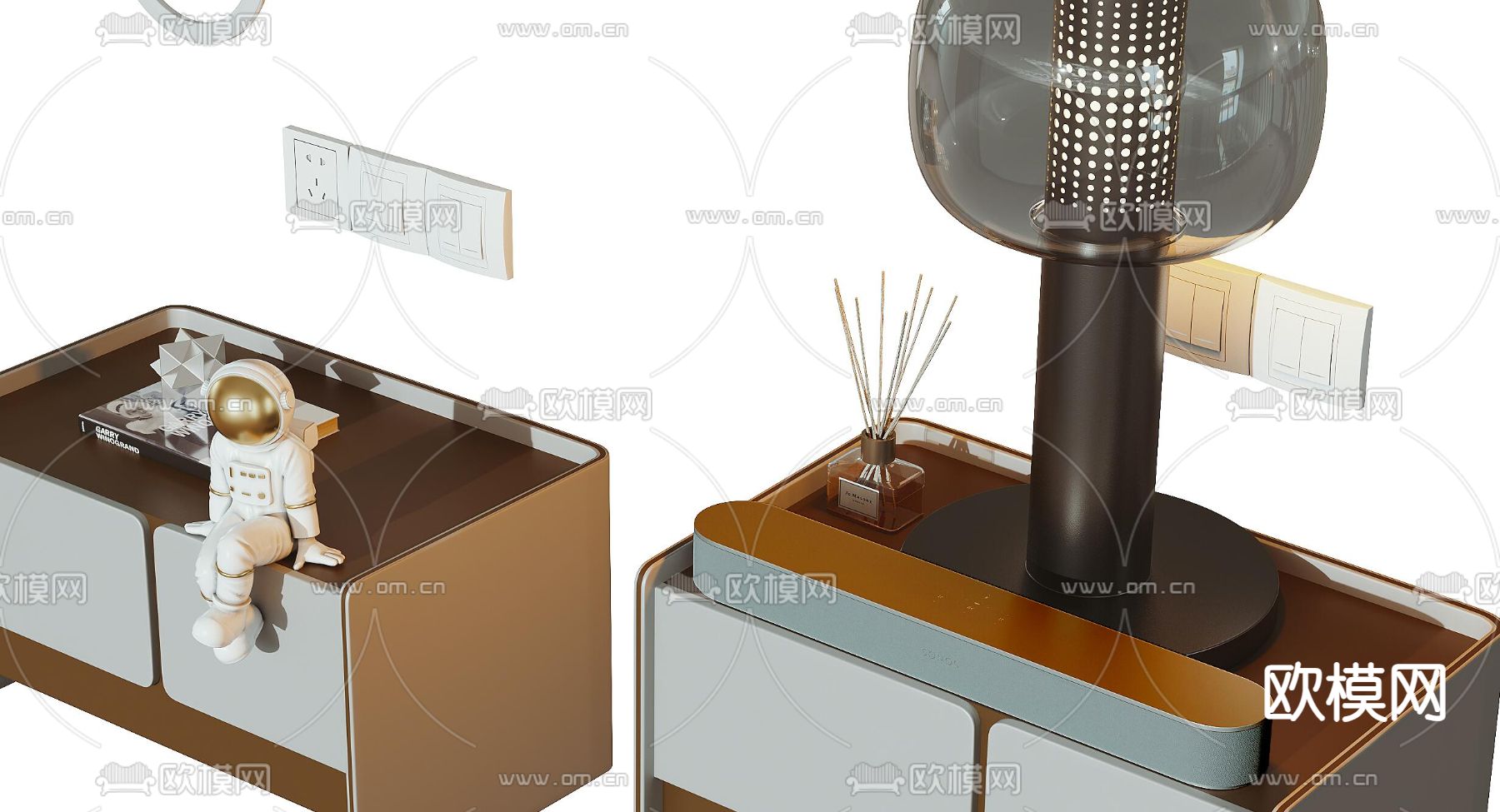 现代床头柜3d模型下载（渲染图4）