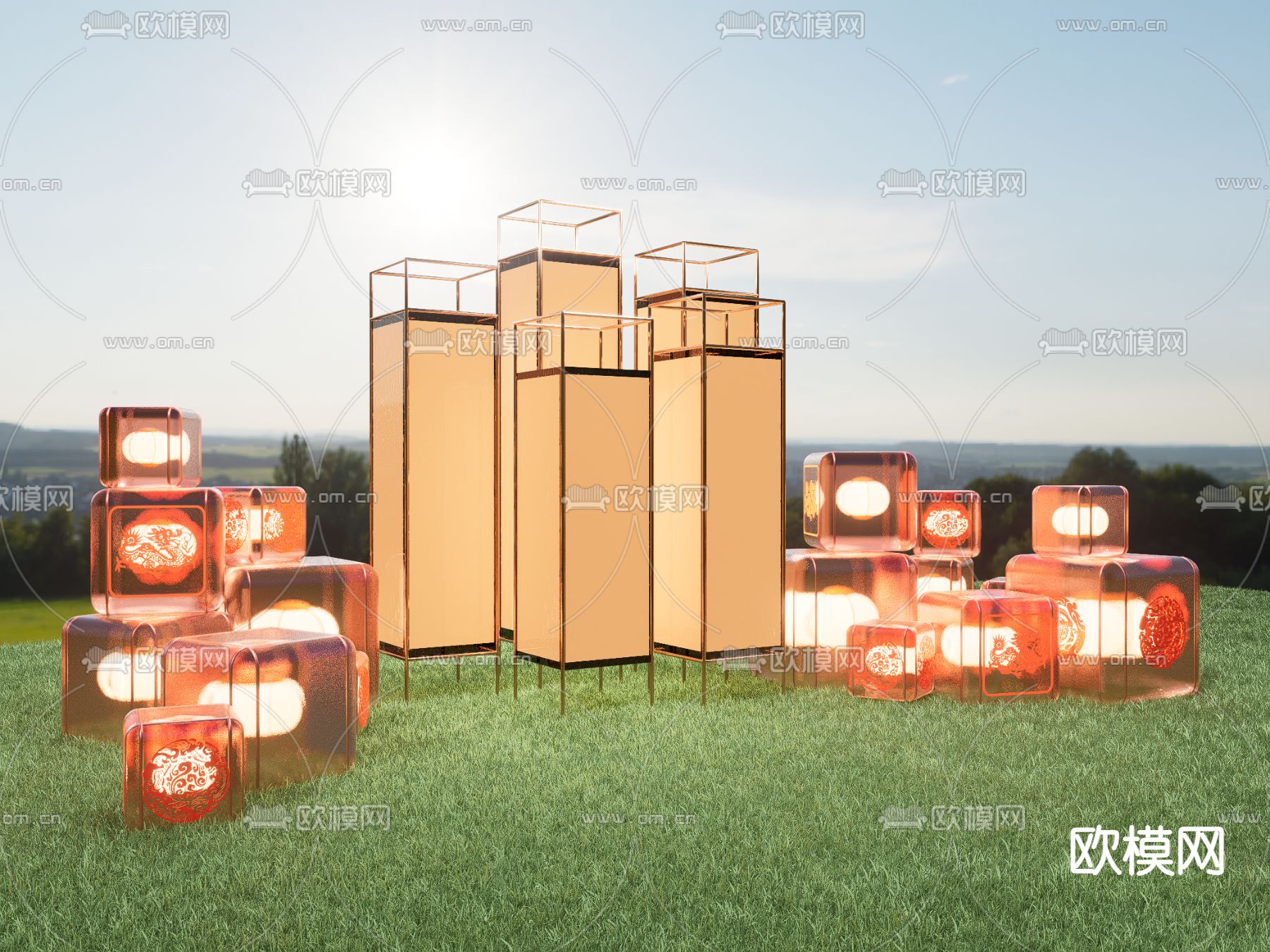 新中式新年美陈su模型