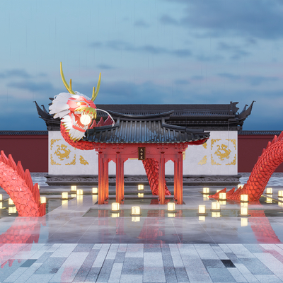 中式龙年美陈su模型