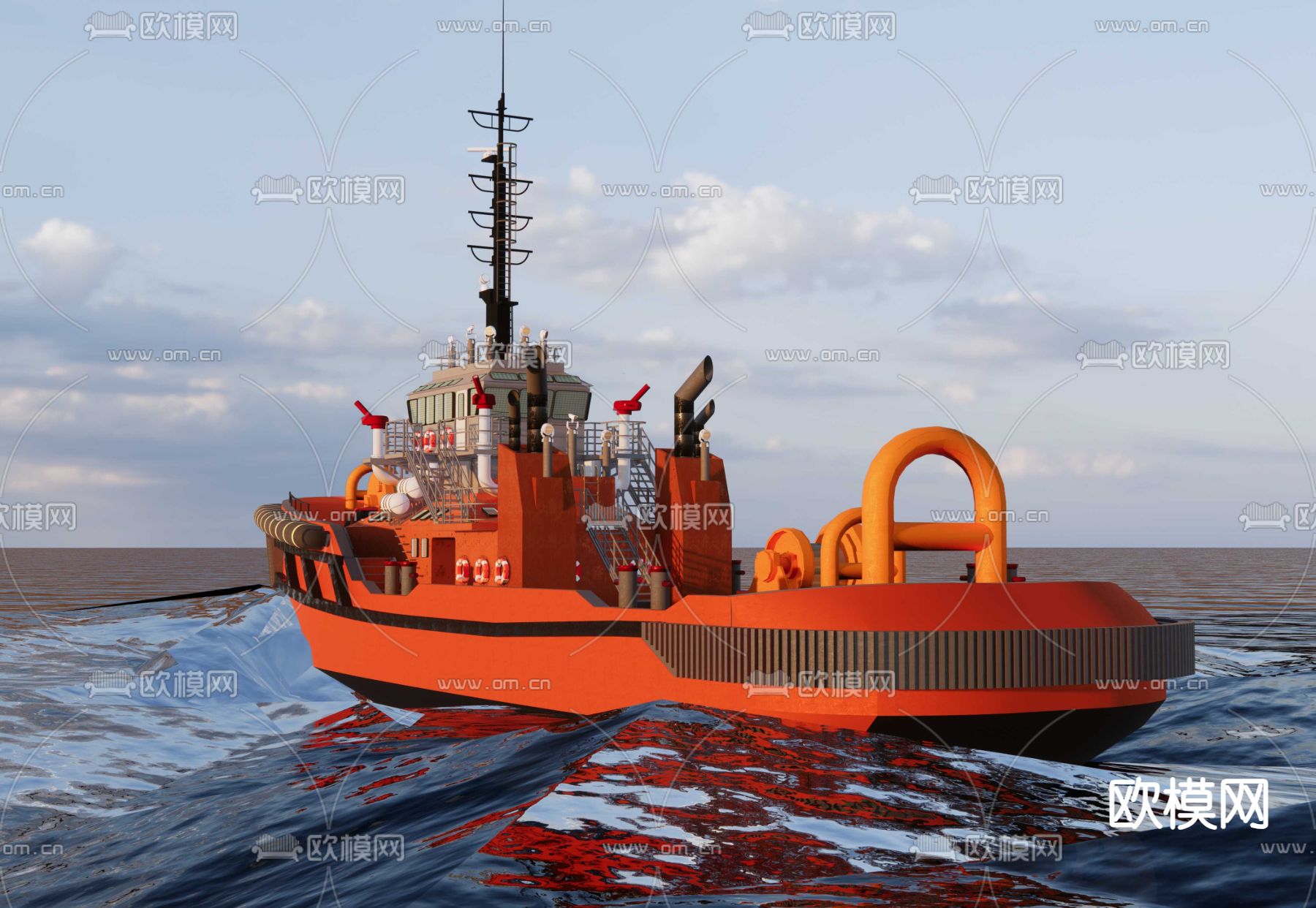 大型拖船su模型下载（渲染图3）