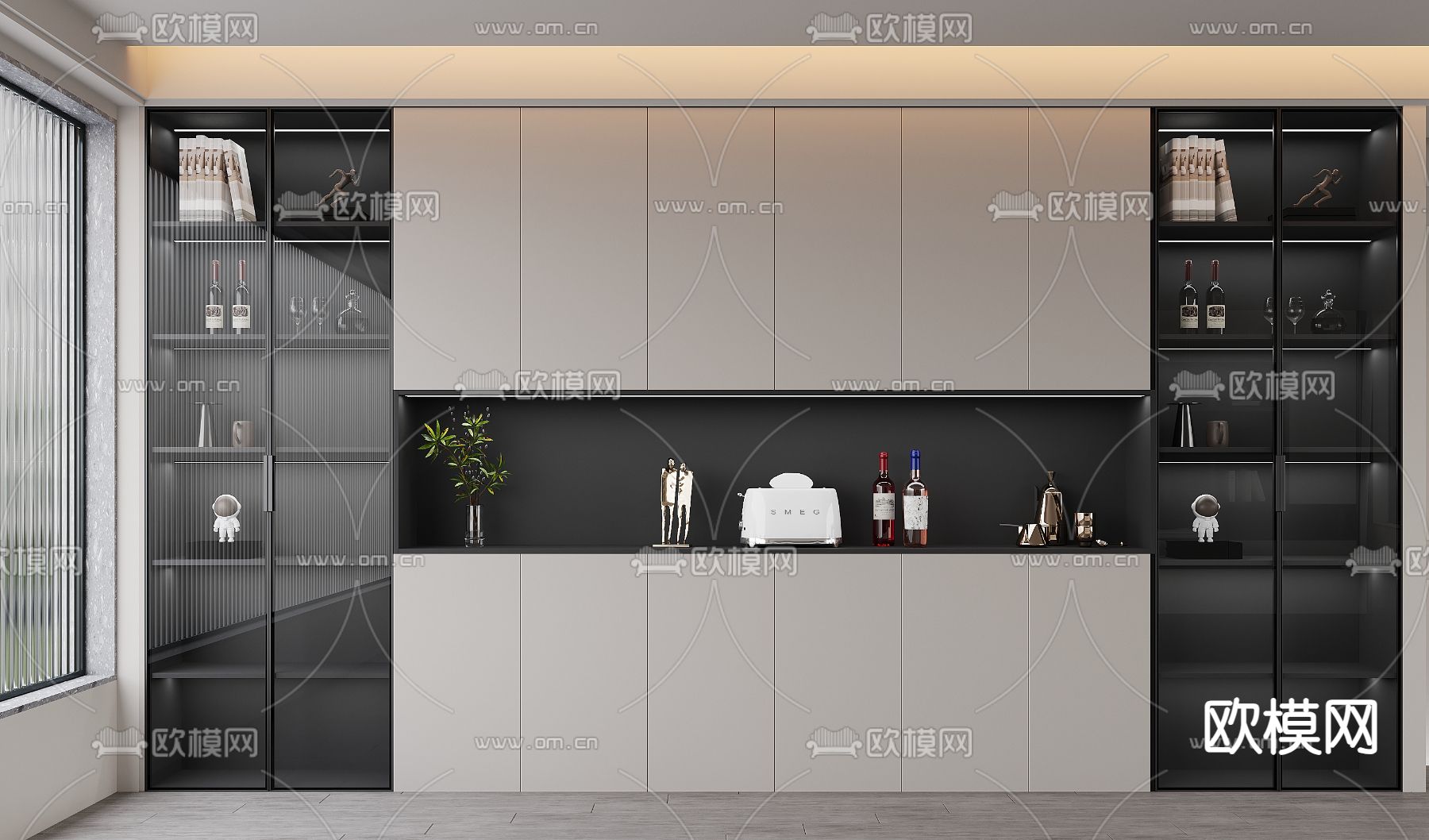 现代酒柜3d模型下载