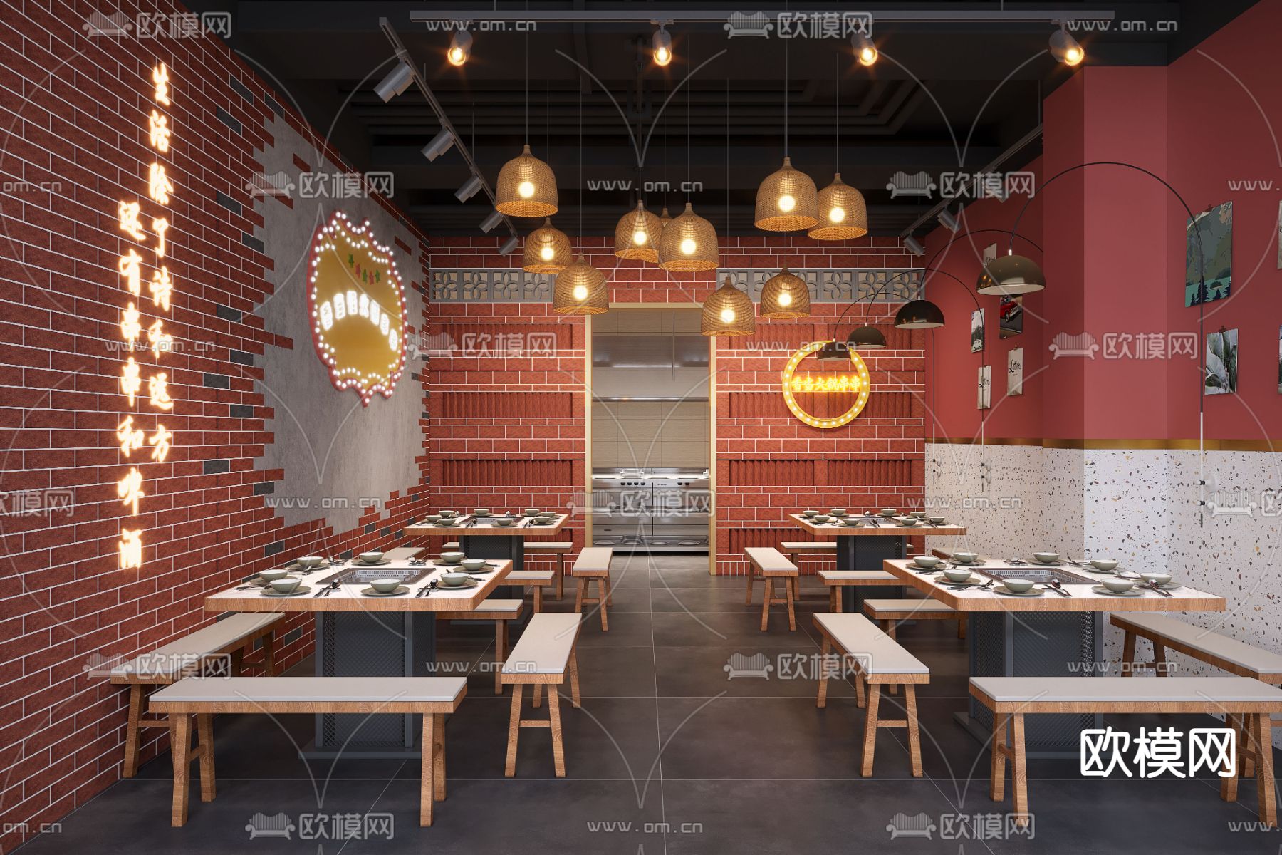 火锅店 火锅餐厅3d模型下载