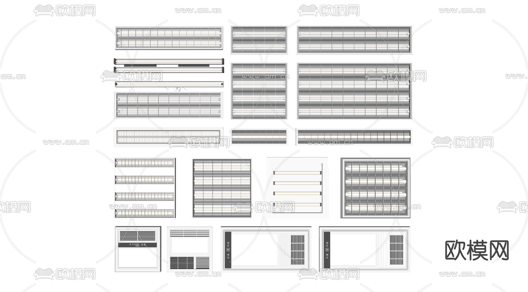 吊顶内嵌灯管su模型下载（渲染图2）