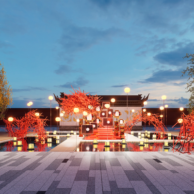 中式户外小品su模型