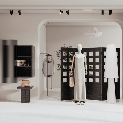  现代服装店橱窗su模型 