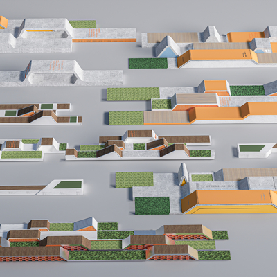  景观长椅 景观坐凳 户外座椅su模型 