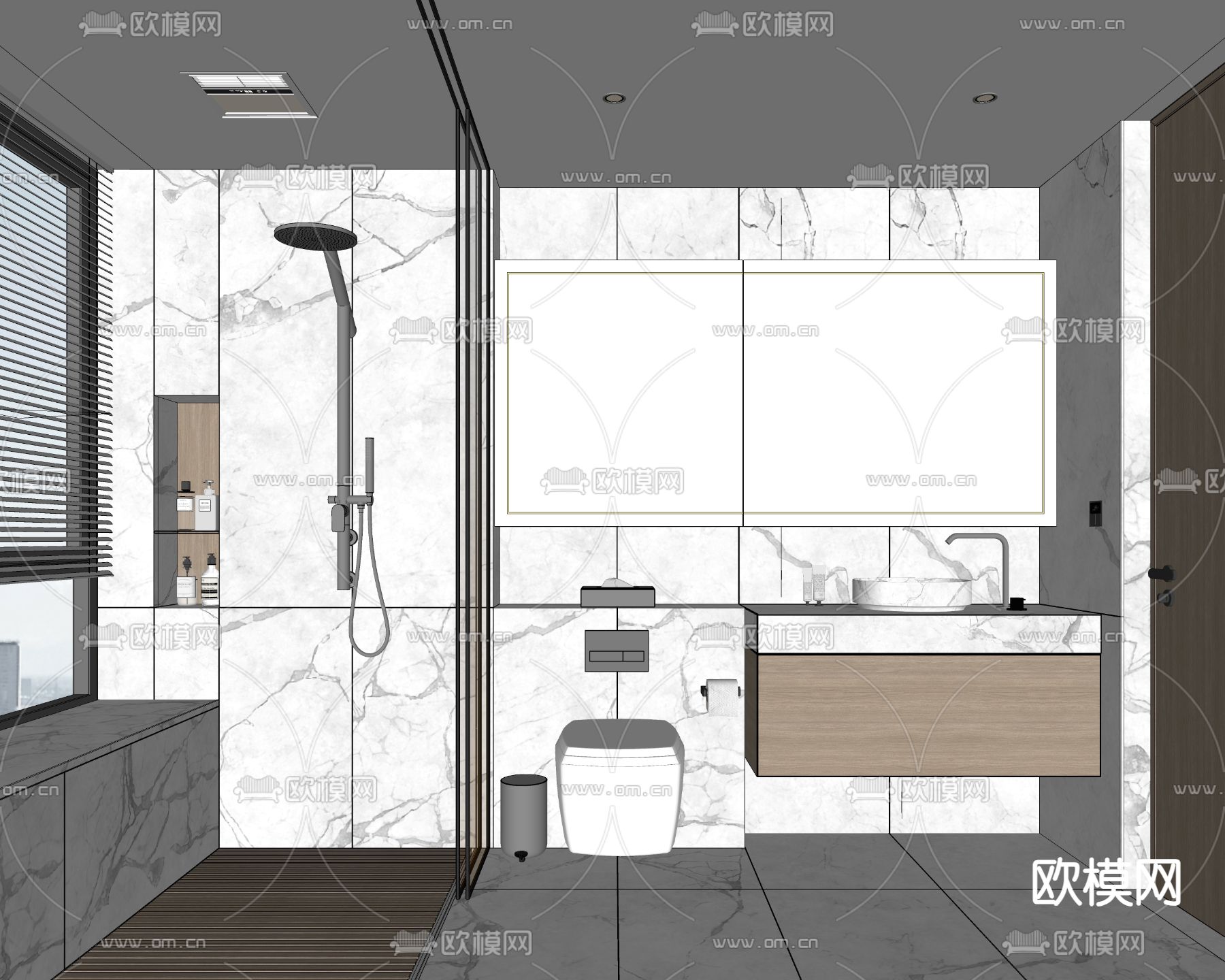现代卫生间 浴室su模型