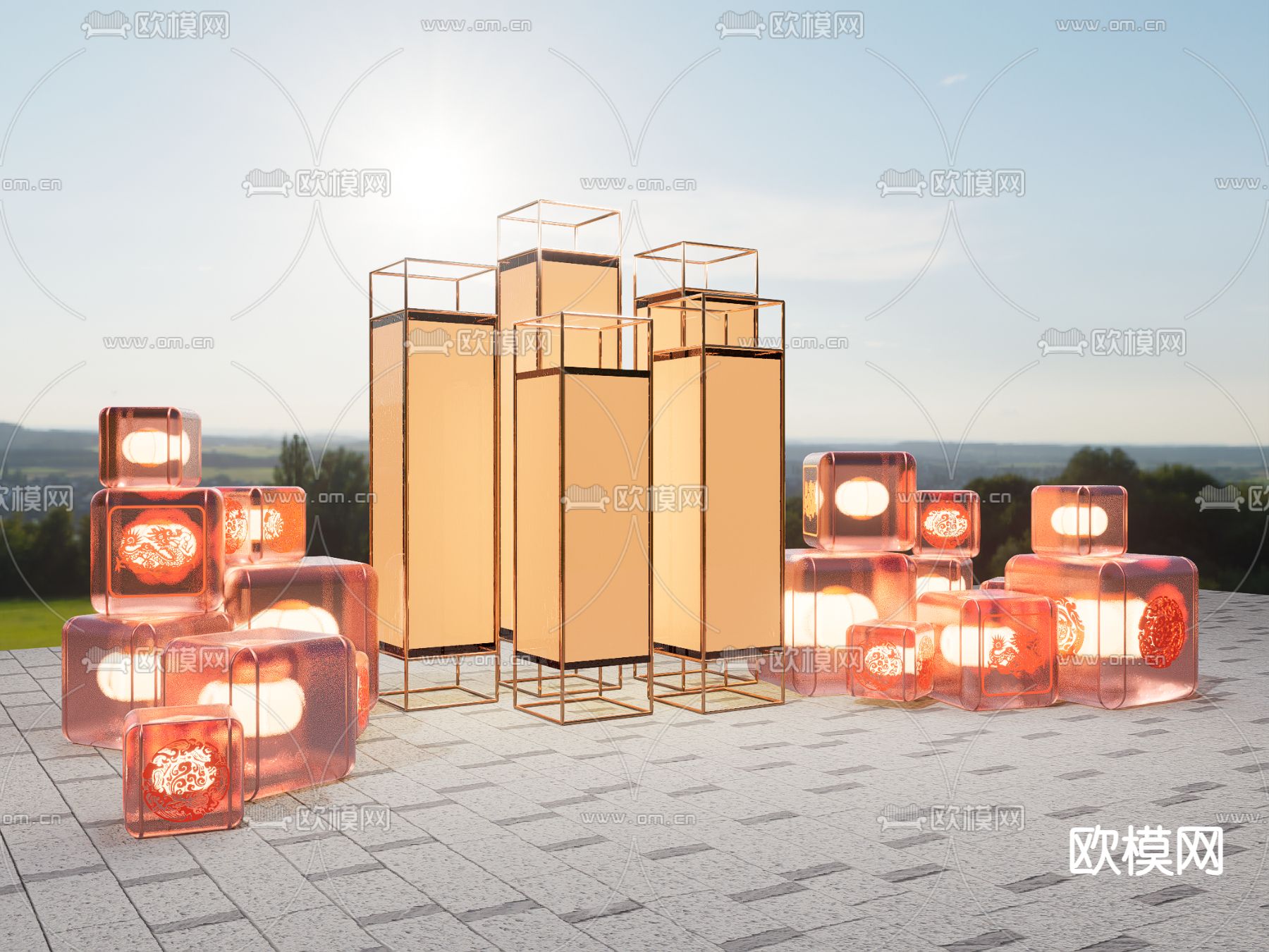 新中式新年美陈su模型