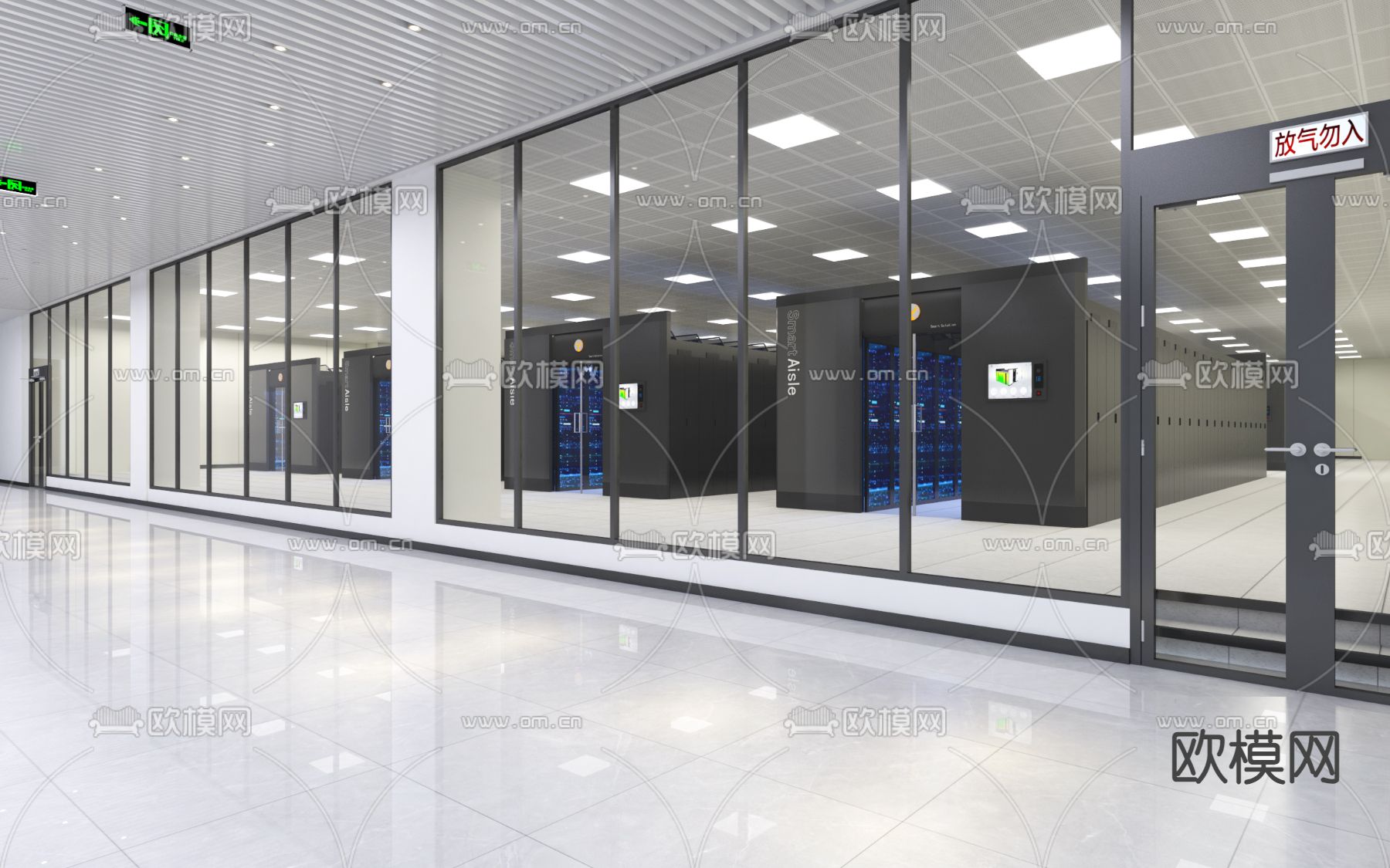 现代机房su模型下载