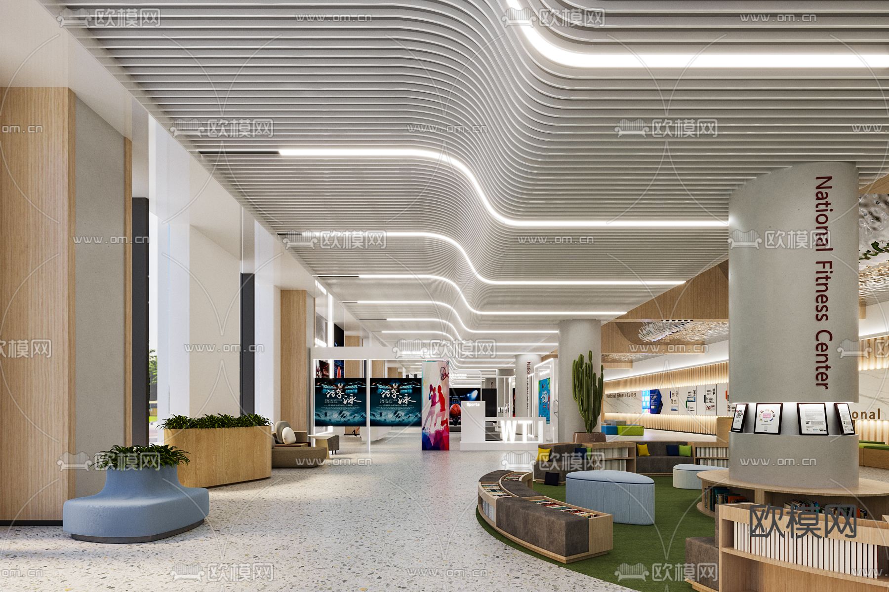 社区健身中心 活动中心3d模型下载（渲染图1）