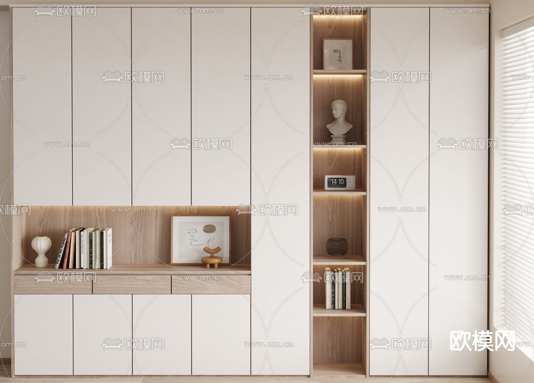现代陈列柜 装饰柜 书柜3d模型下载