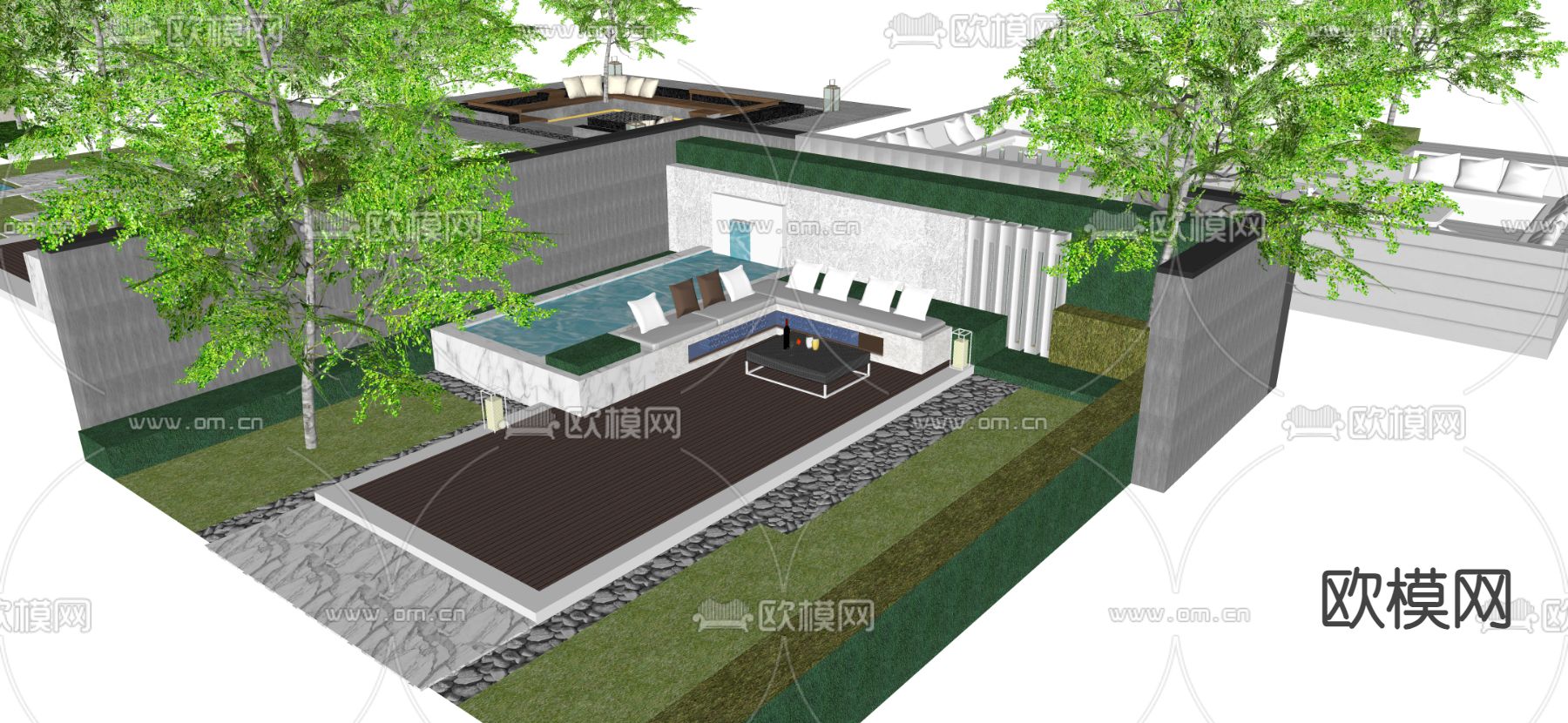 下沉式庭院su模型下载（渲染图4）