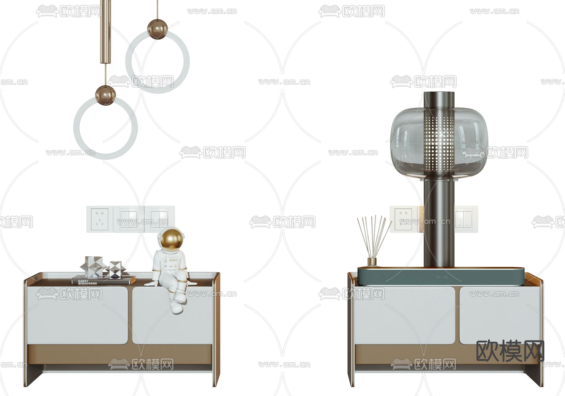现代床头柜3d模型下载（渲染图2）