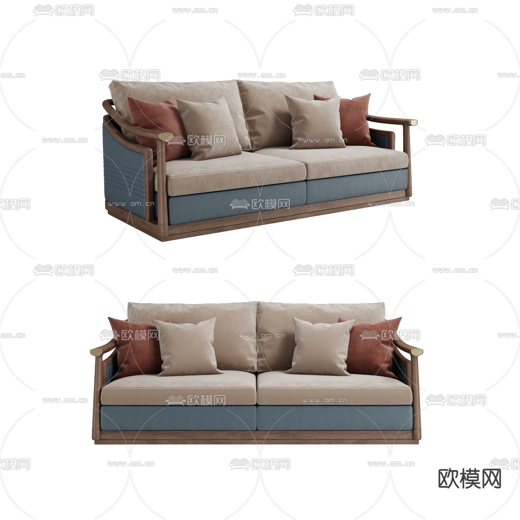 新中式沙发 双人沙发3d模型下载