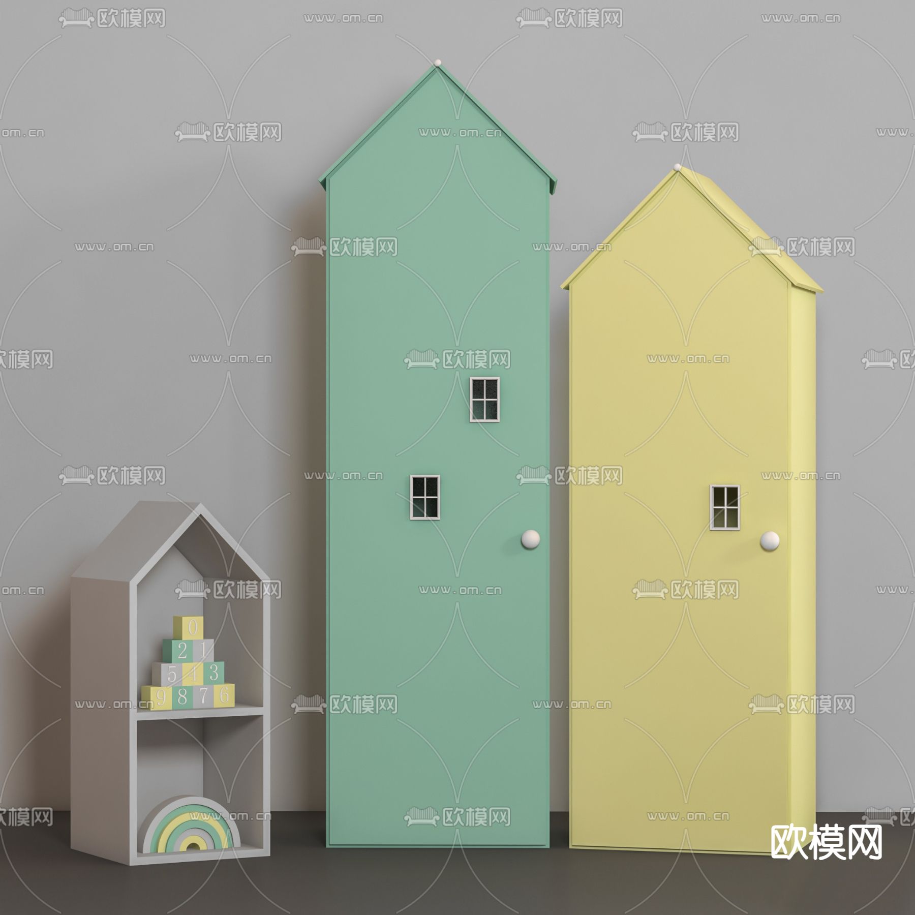 儿童柜3d模型下载（渲染图1）
