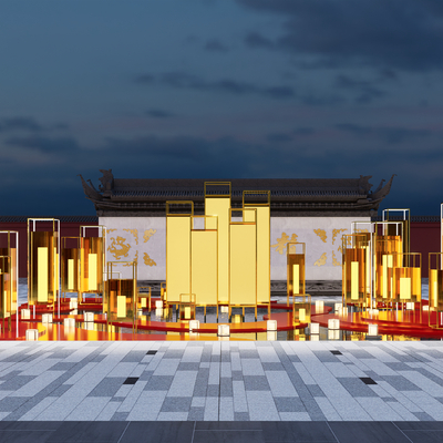 中式灯笼美陈su模型