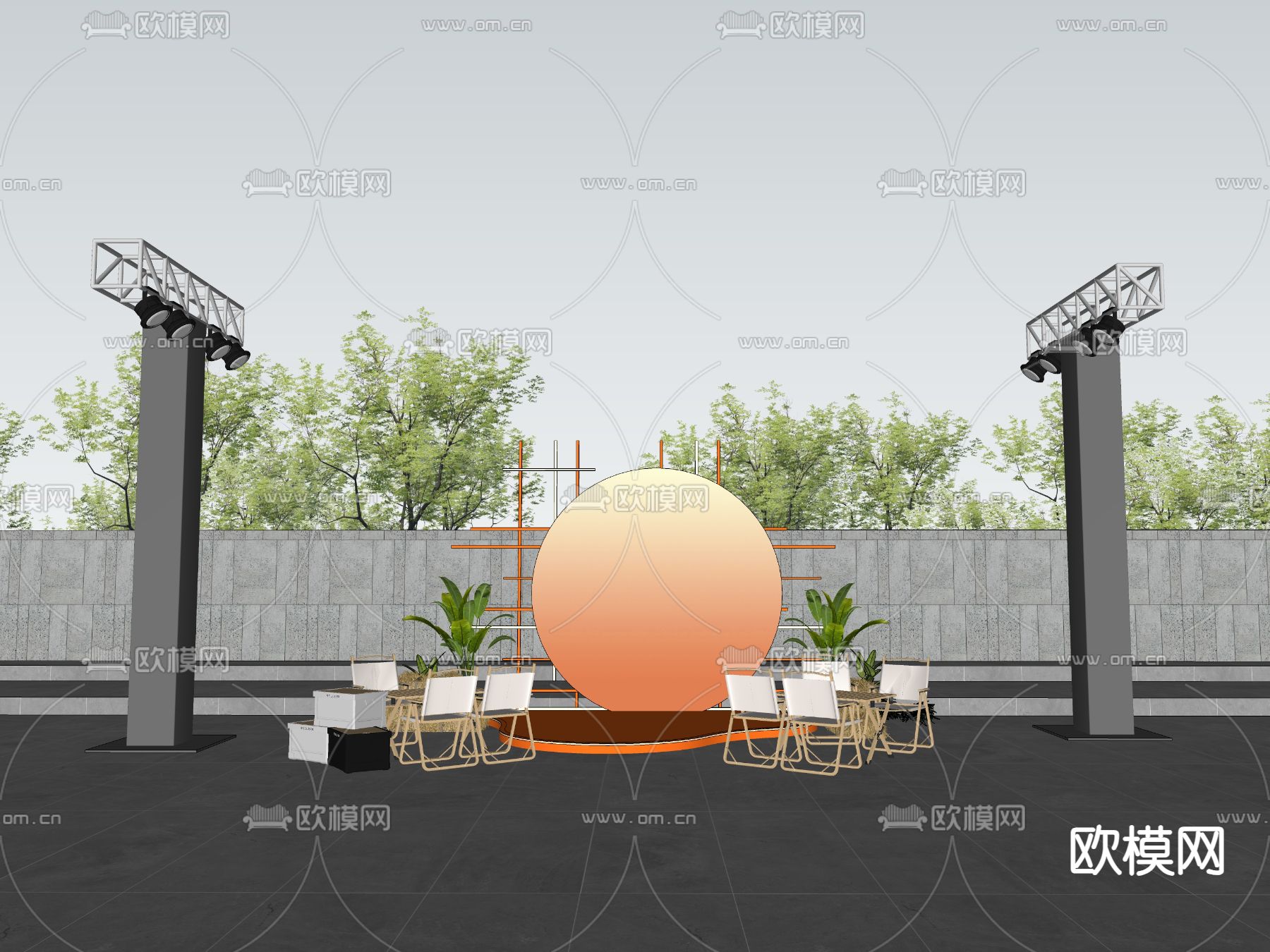 音乐会舞台su模型