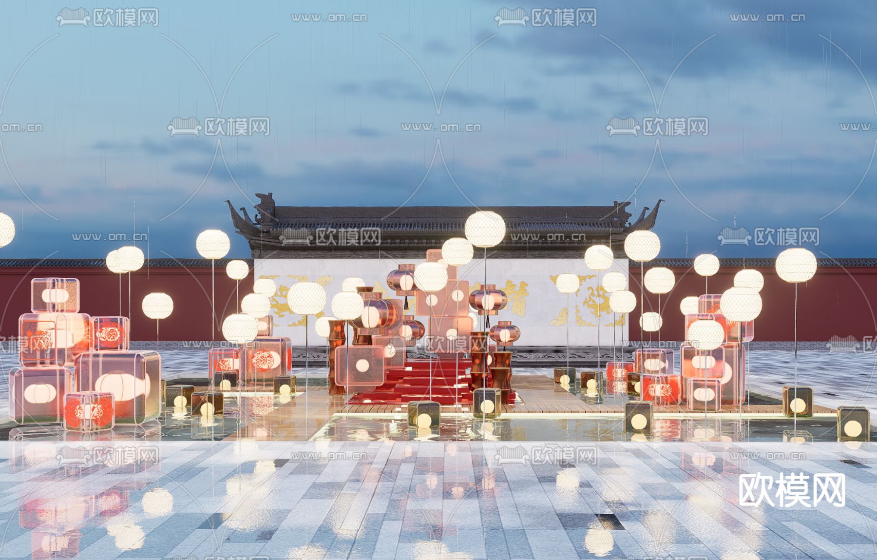 中式龙年美陈su模型