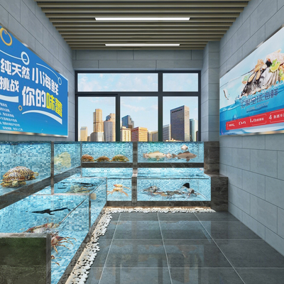  现代海鲜水产区su模型 