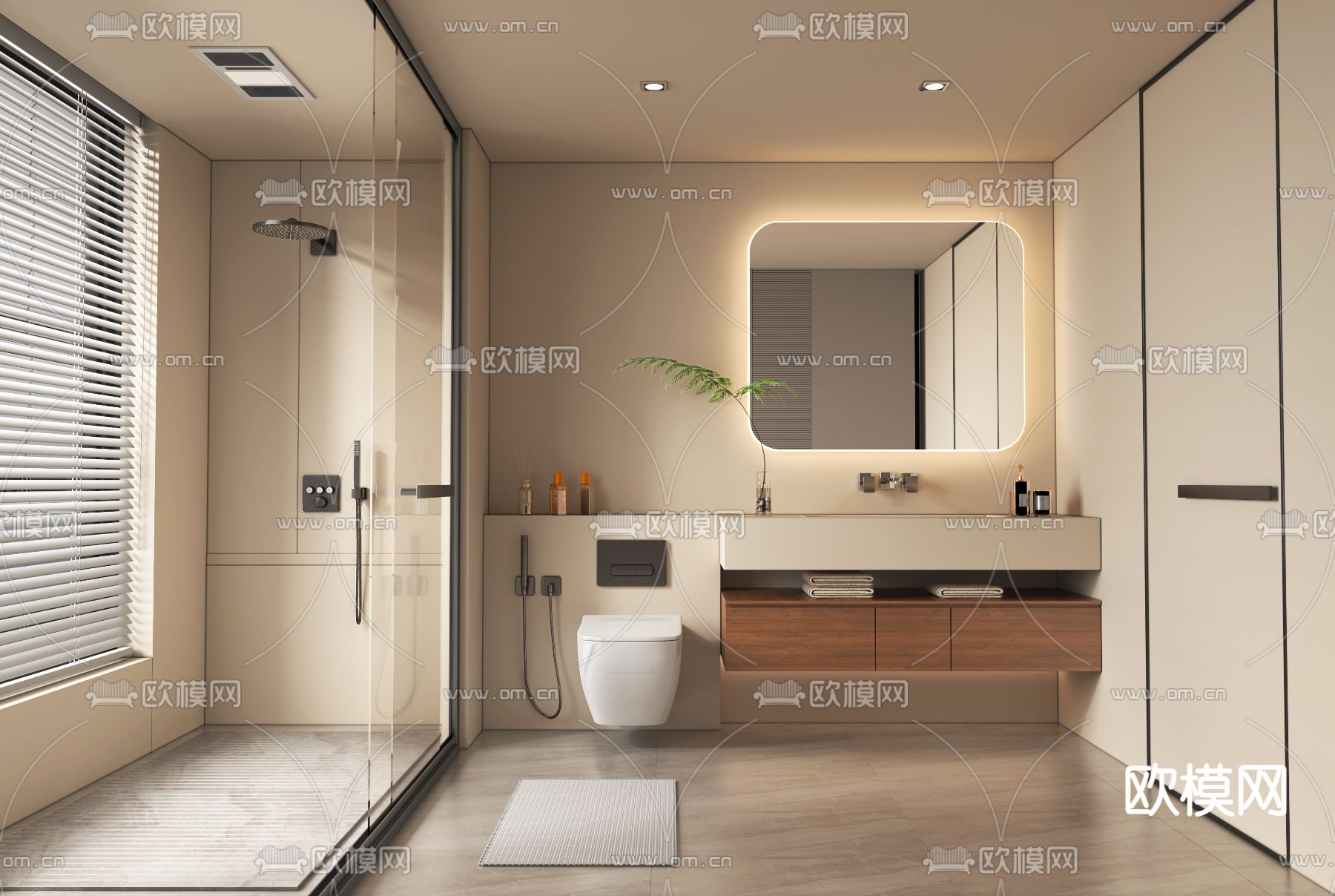 侘寂卫生间su模型下载（渲染图1）