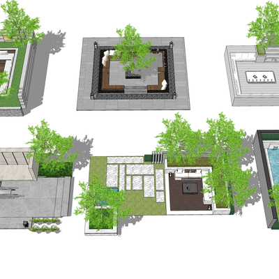  下沉式庭院su模型 