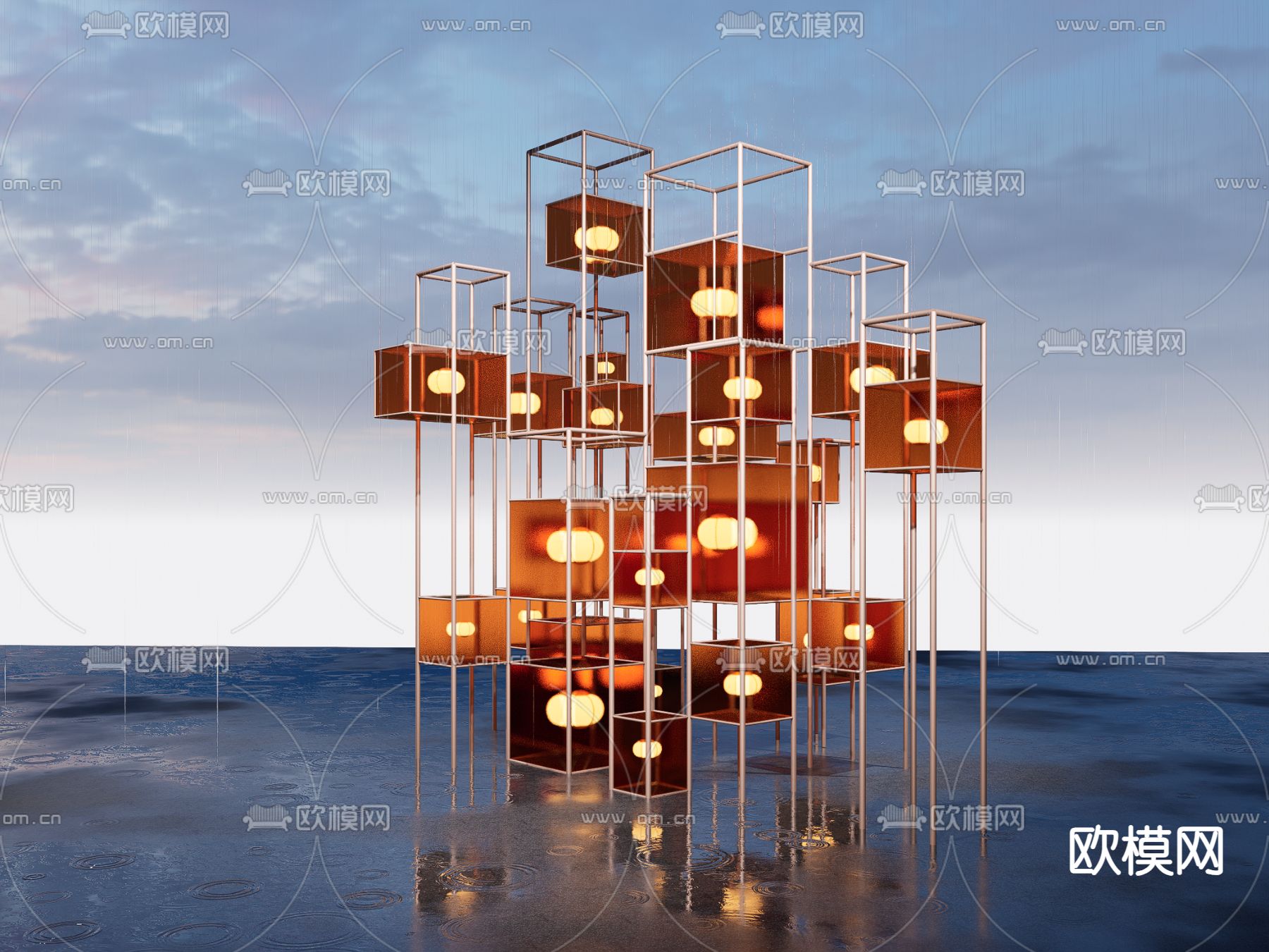 现代户外小品su模型