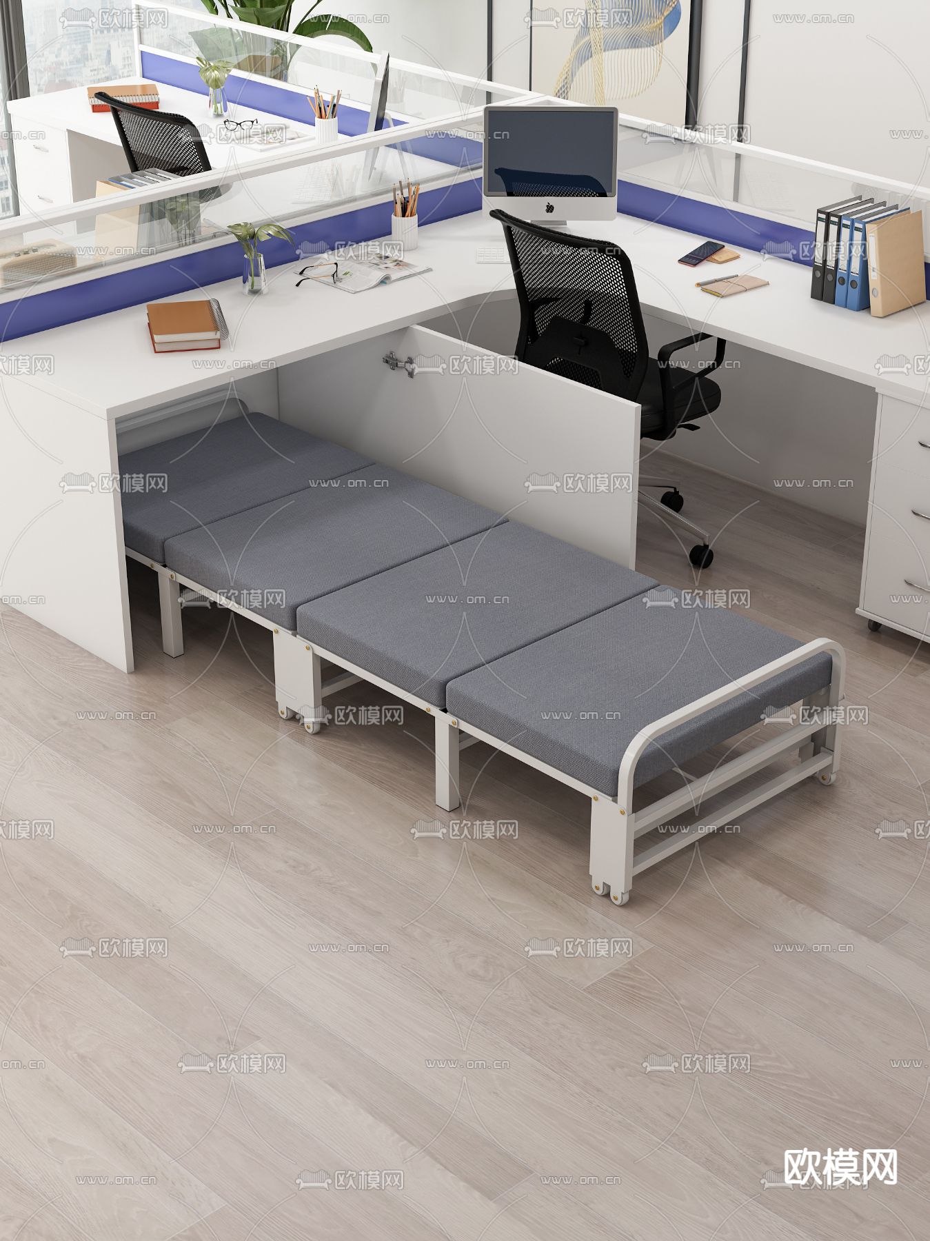 现代折叠床su模型下载（渲染图1）