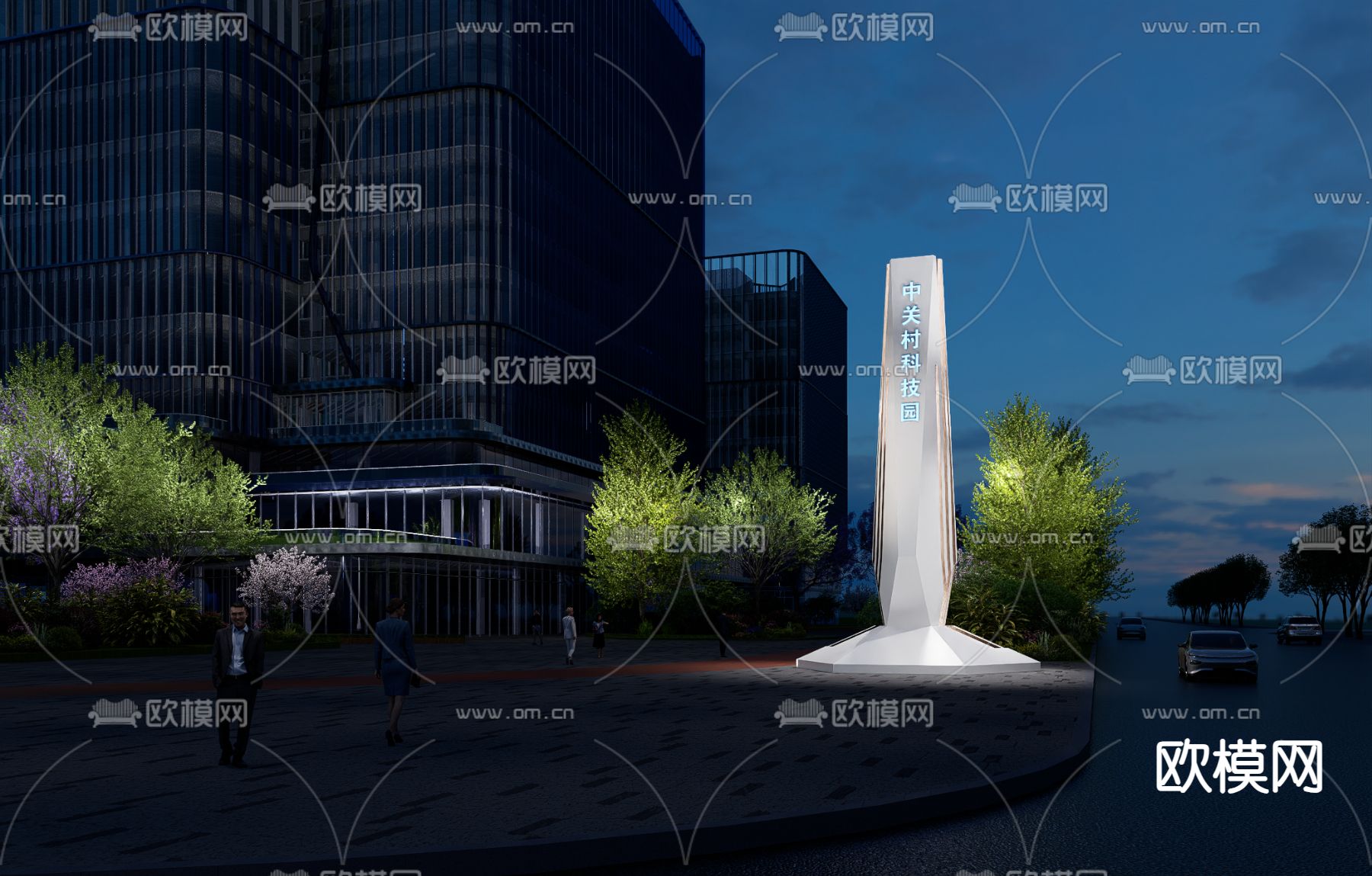 现代精神堡垒 指示牌su模型