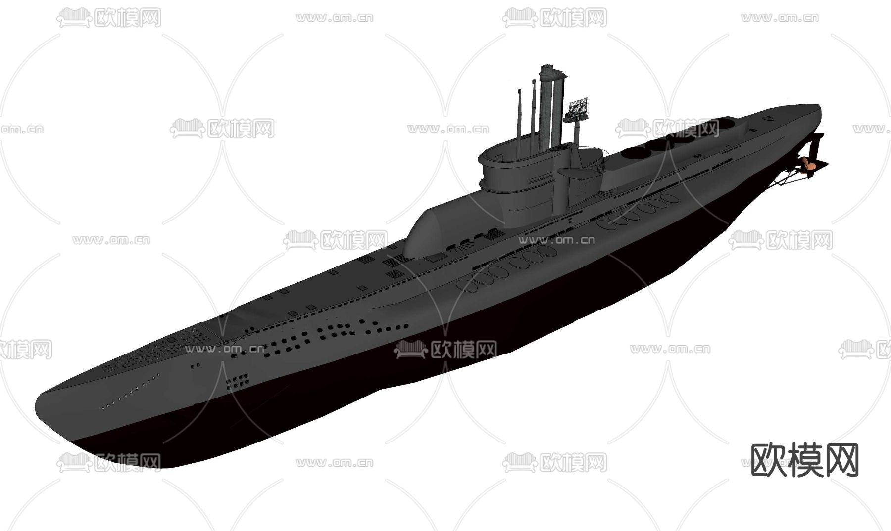 柴电潜艇su模型下载（渲染图4）