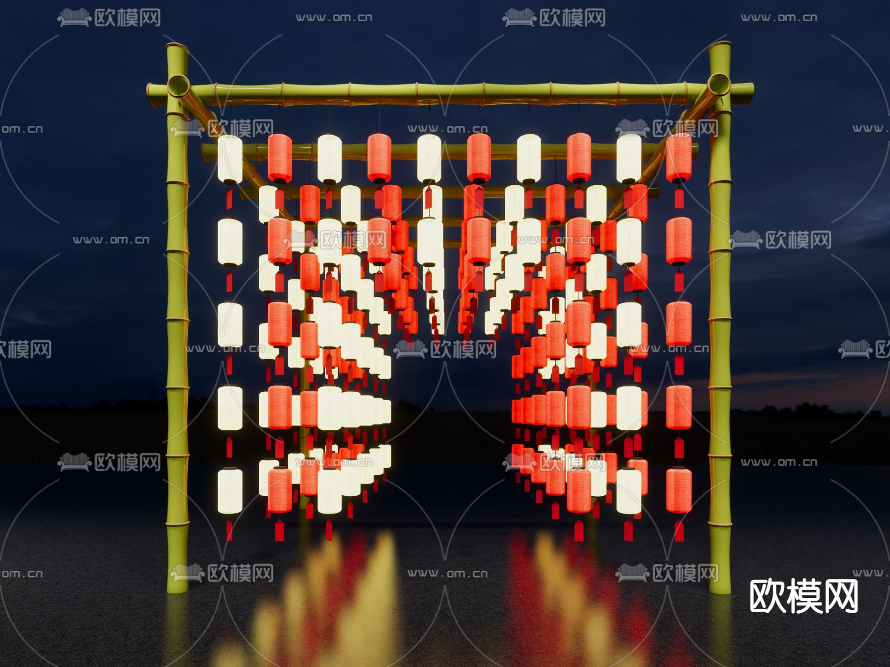 新中式商业美陈su模型