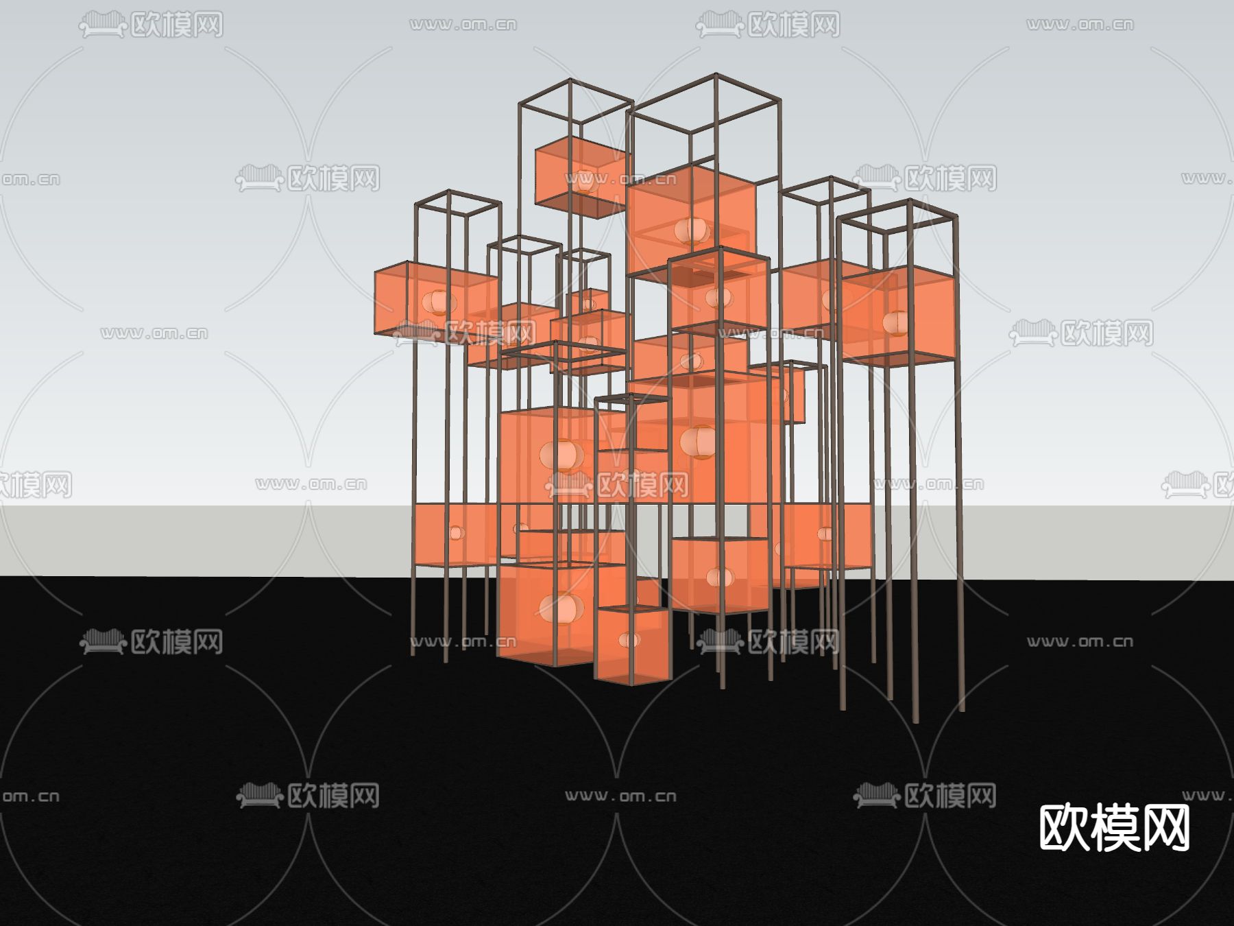 现代户外小品su模型