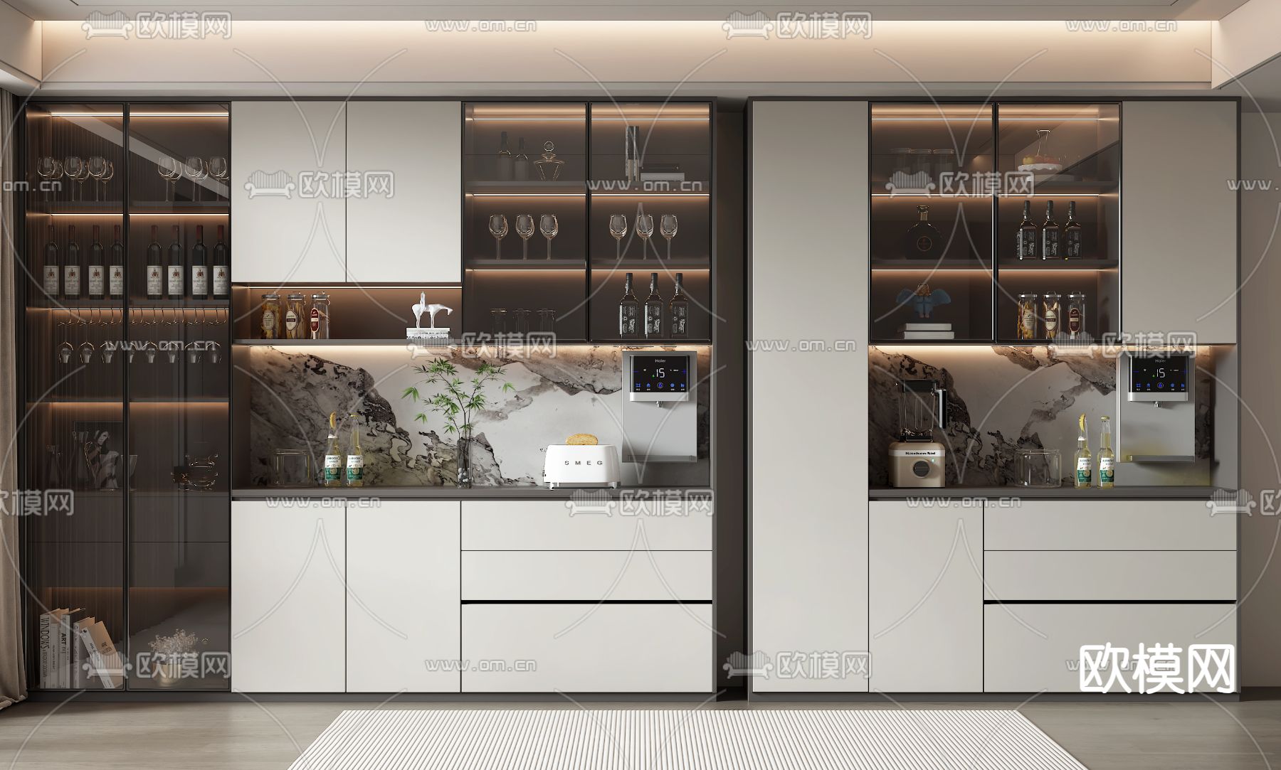 现代酒柜 餐边柜3d模型下载