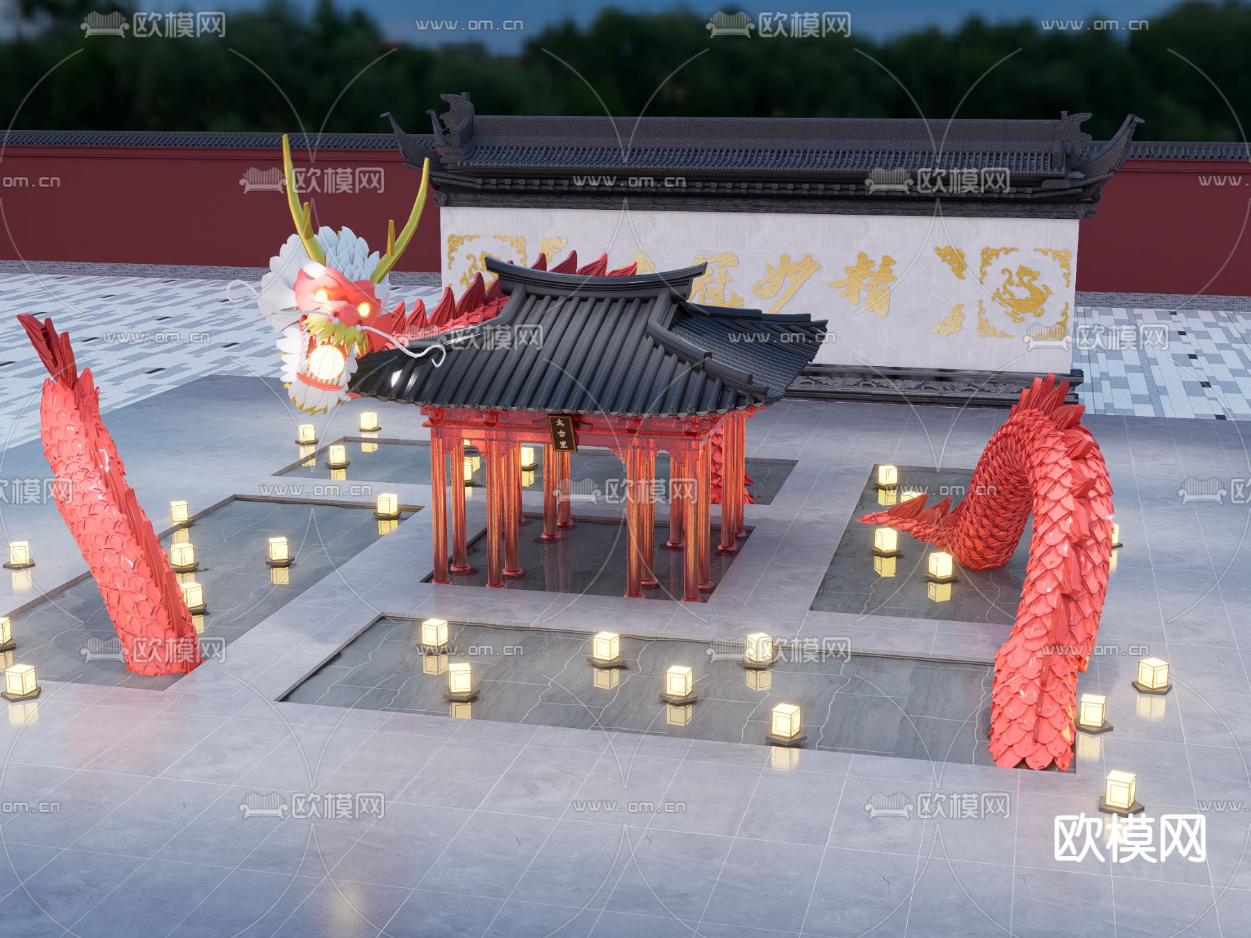 中式龙年美陈su模型