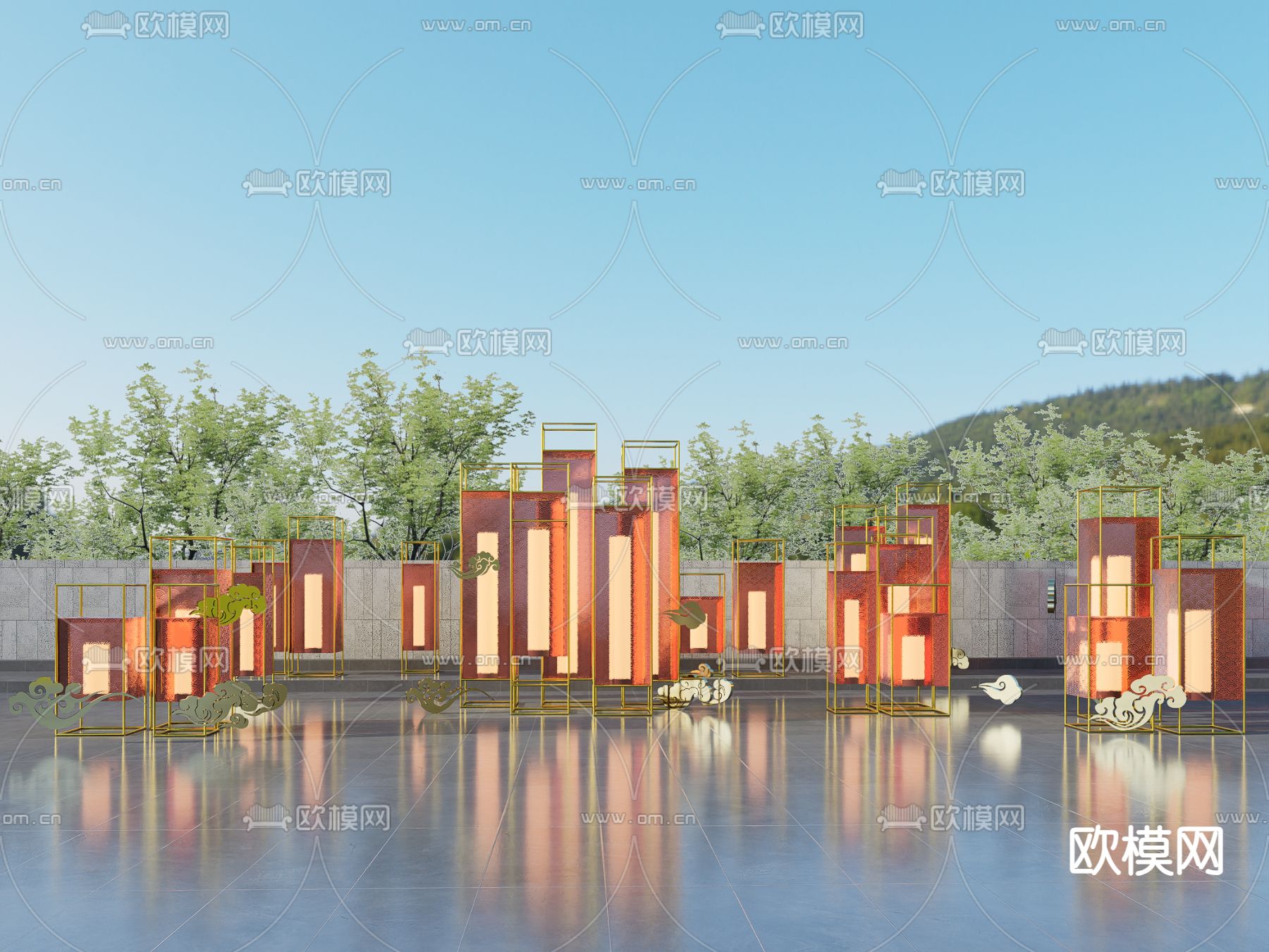 现代新年美陈su模型