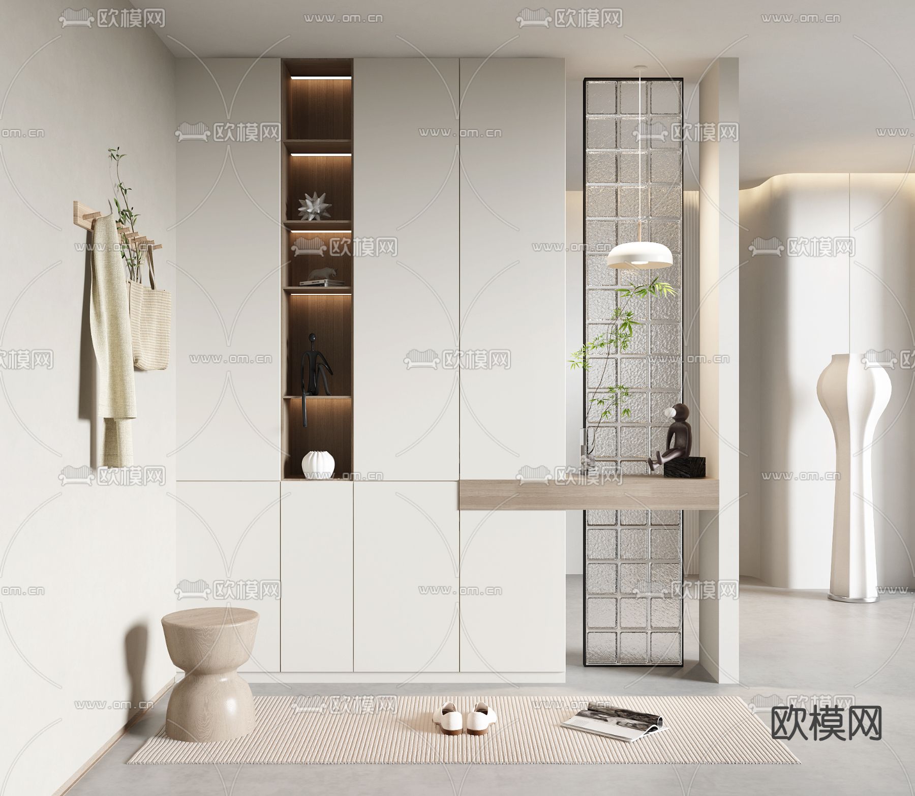 玄关隔断 玻璃屏风3d模型下载