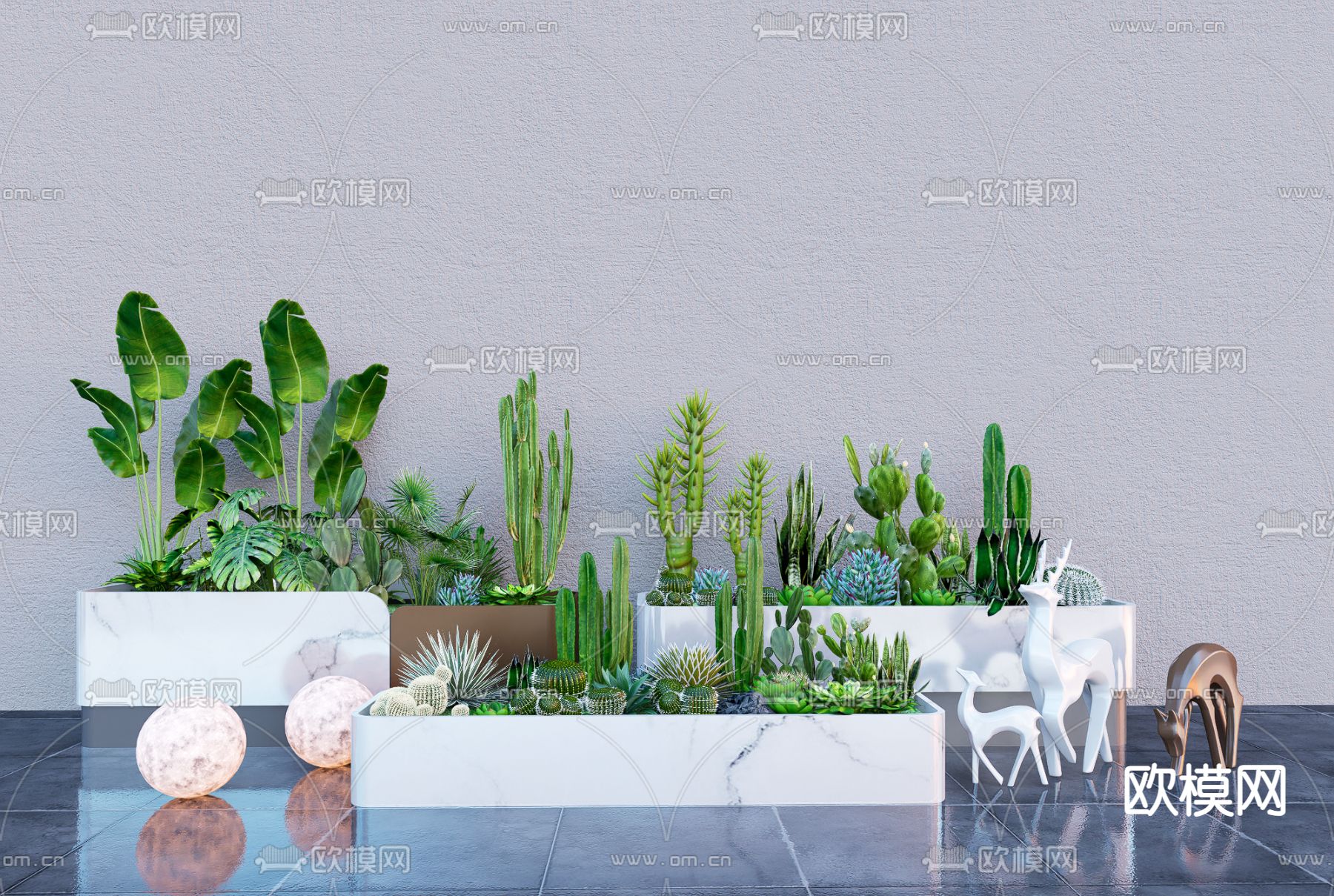 花箱  花坛su模型下载（渲染图1）