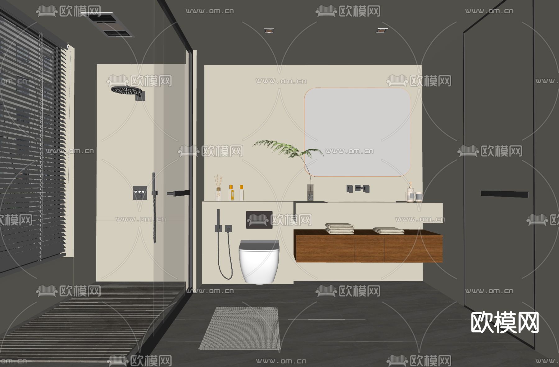 侘寂卫生间su模型下载（渲染图2）