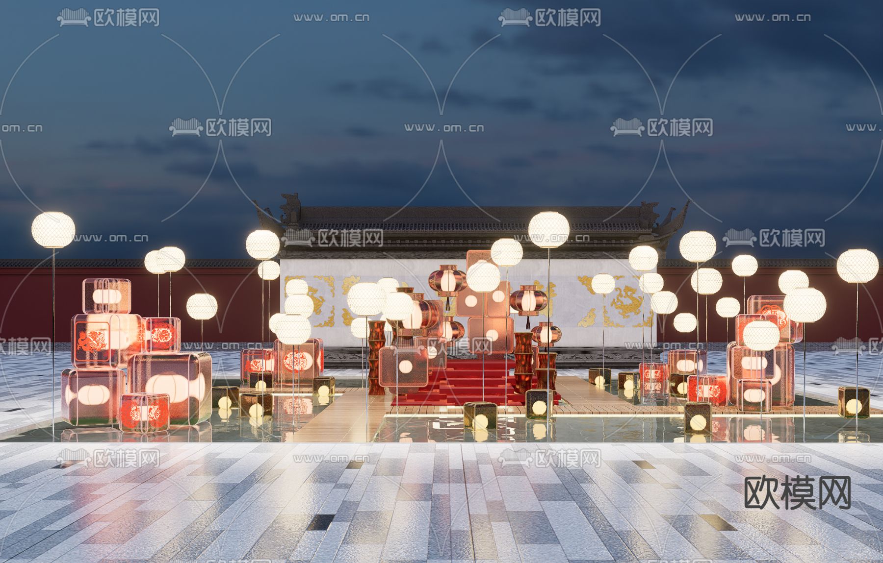 中式龙年美陈su模型