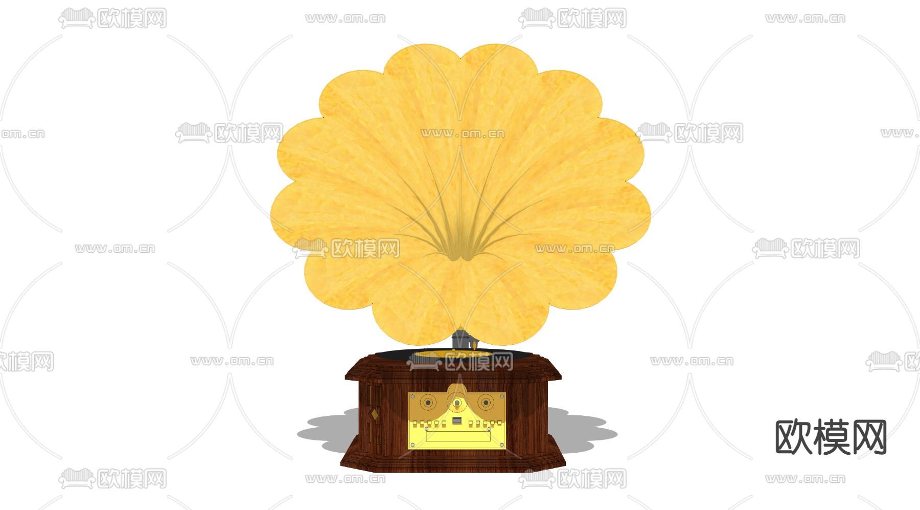 欧式复古留声机su模型下载（渲染图3）