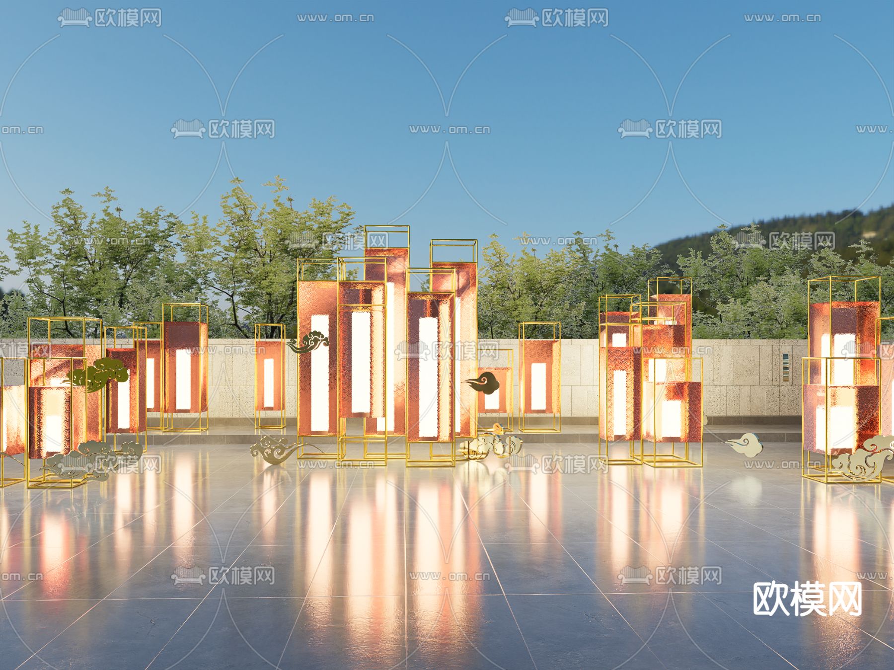 现代新年美陈su模型