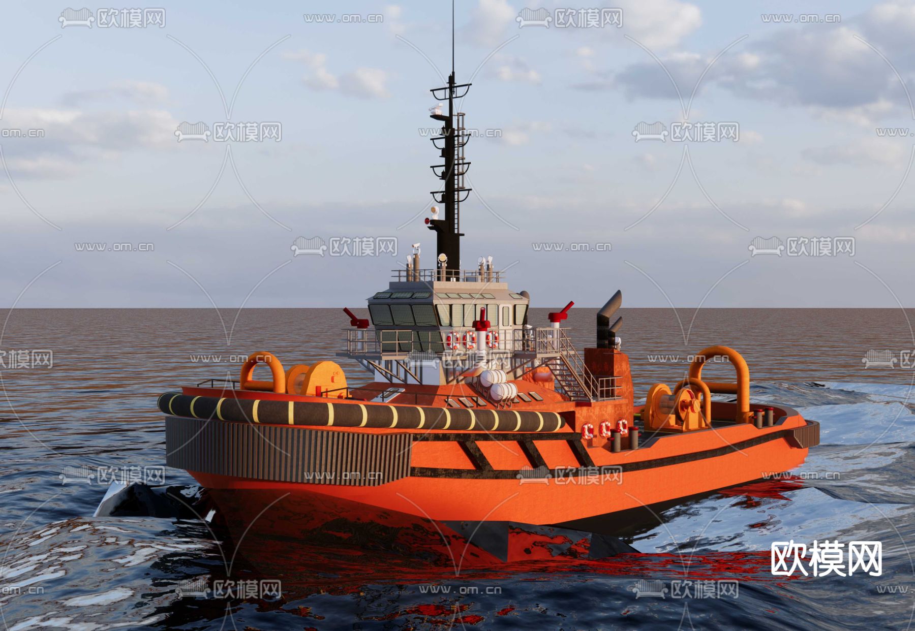 大型拖船su模型下载（渲染图1）