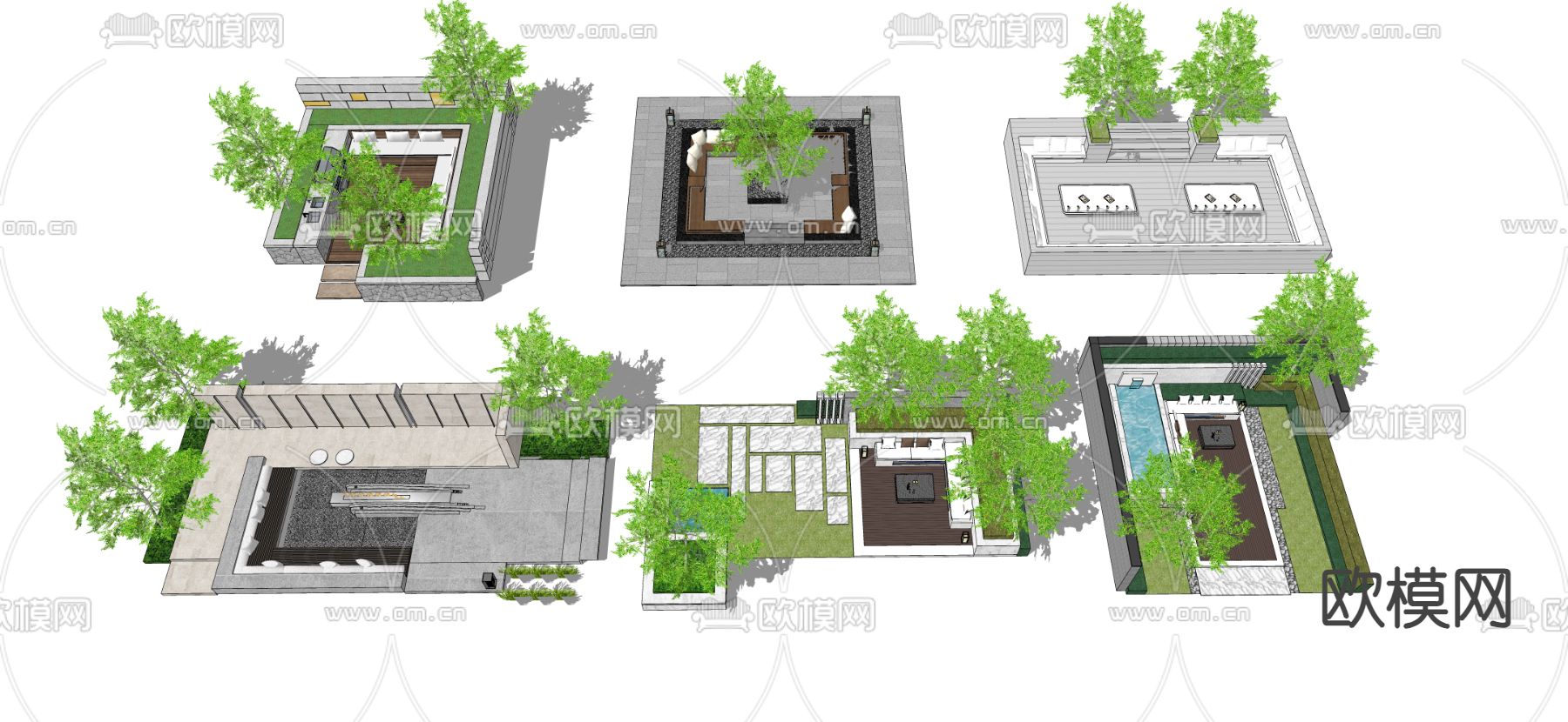 下沉式庭院su模型下载（渲染图1）
