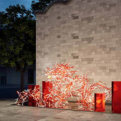 现代户外小品su模型