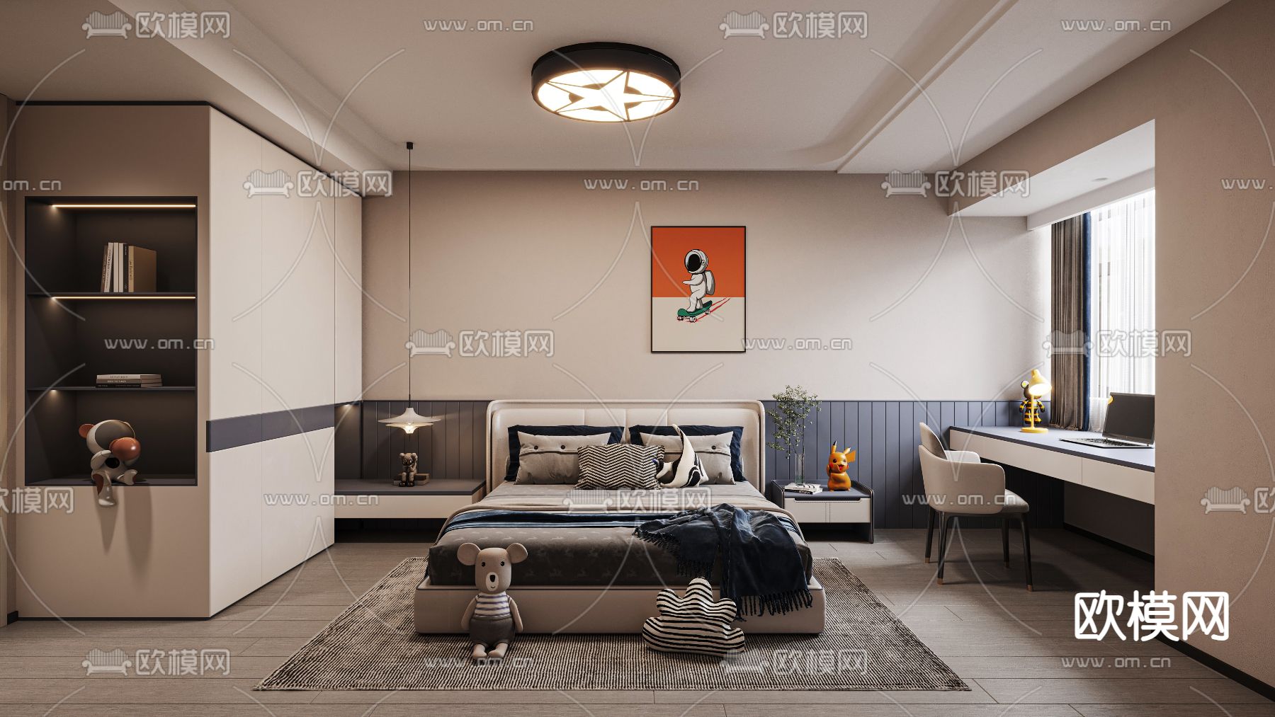 现代卧室 主人房3d模型下载（渲染图3）