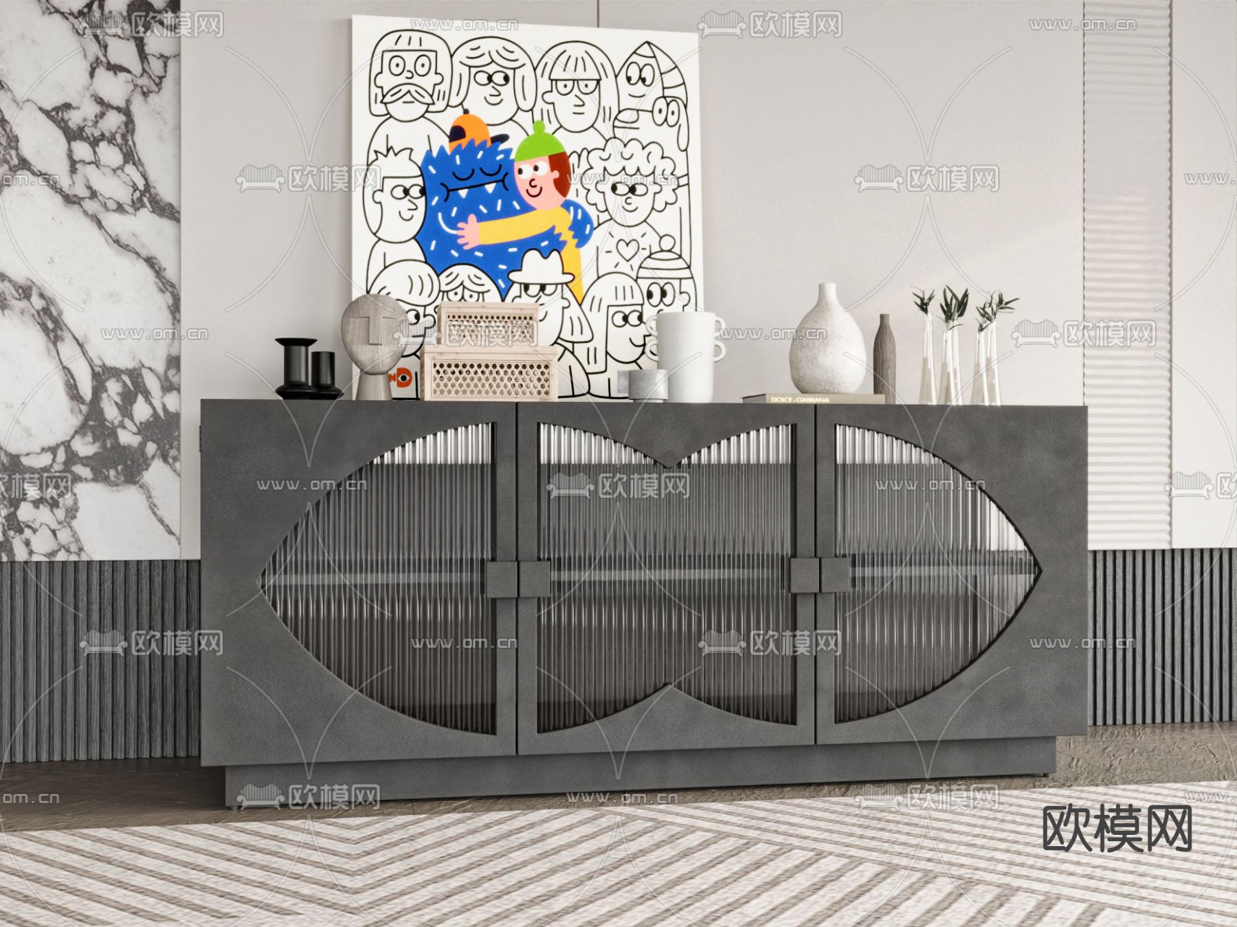 现代餐边柜3d模型下载